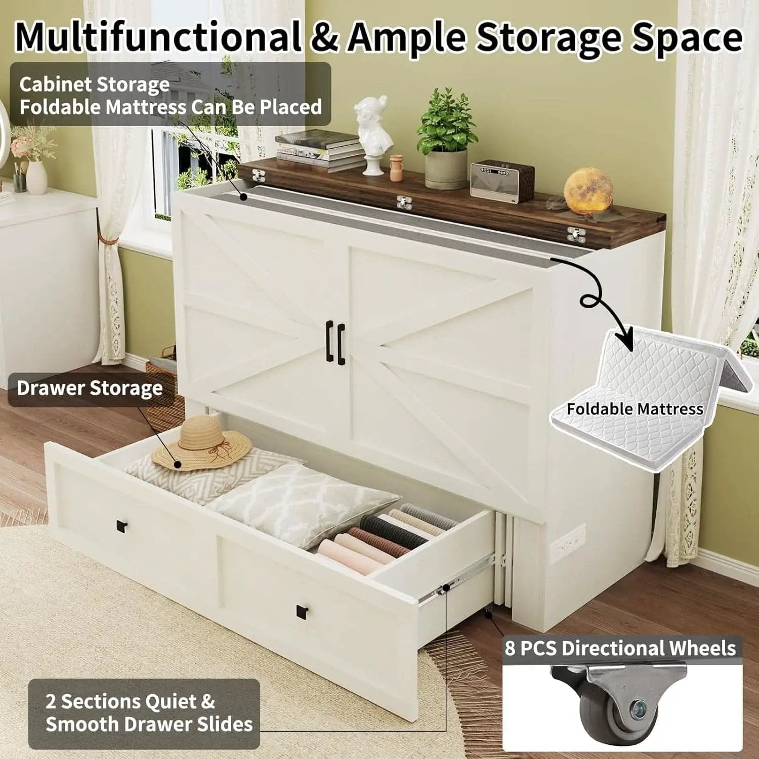 Murphy Bed Cabinet With Charging Station Queen Size from PriceLows™
