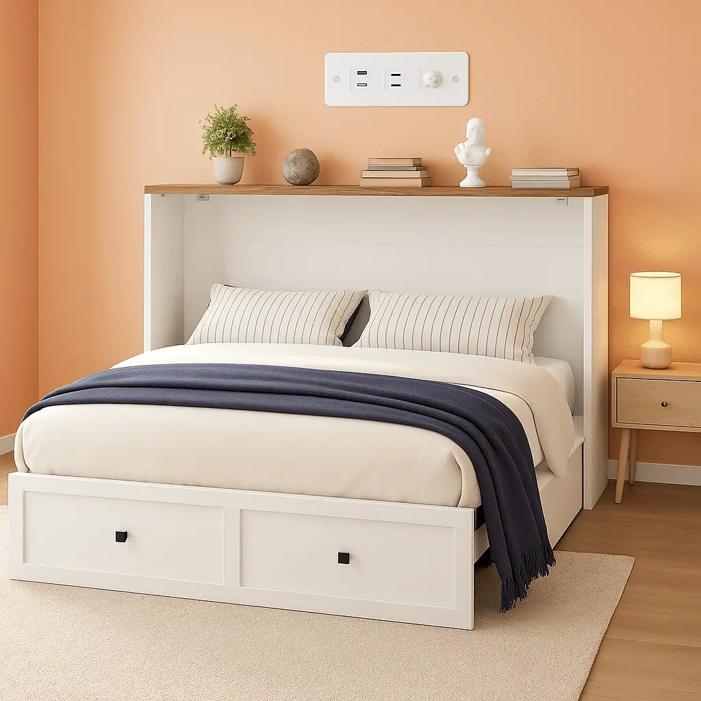 Murphy Bed Cabinet With Charging Station Queen Size from PriceLows™