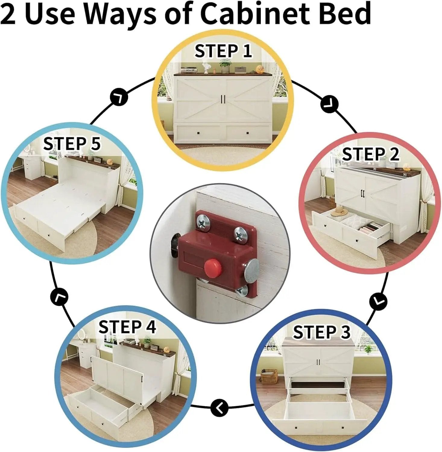Murphy Bed Cabinet With Charging Station Queen Size from PriceLows™