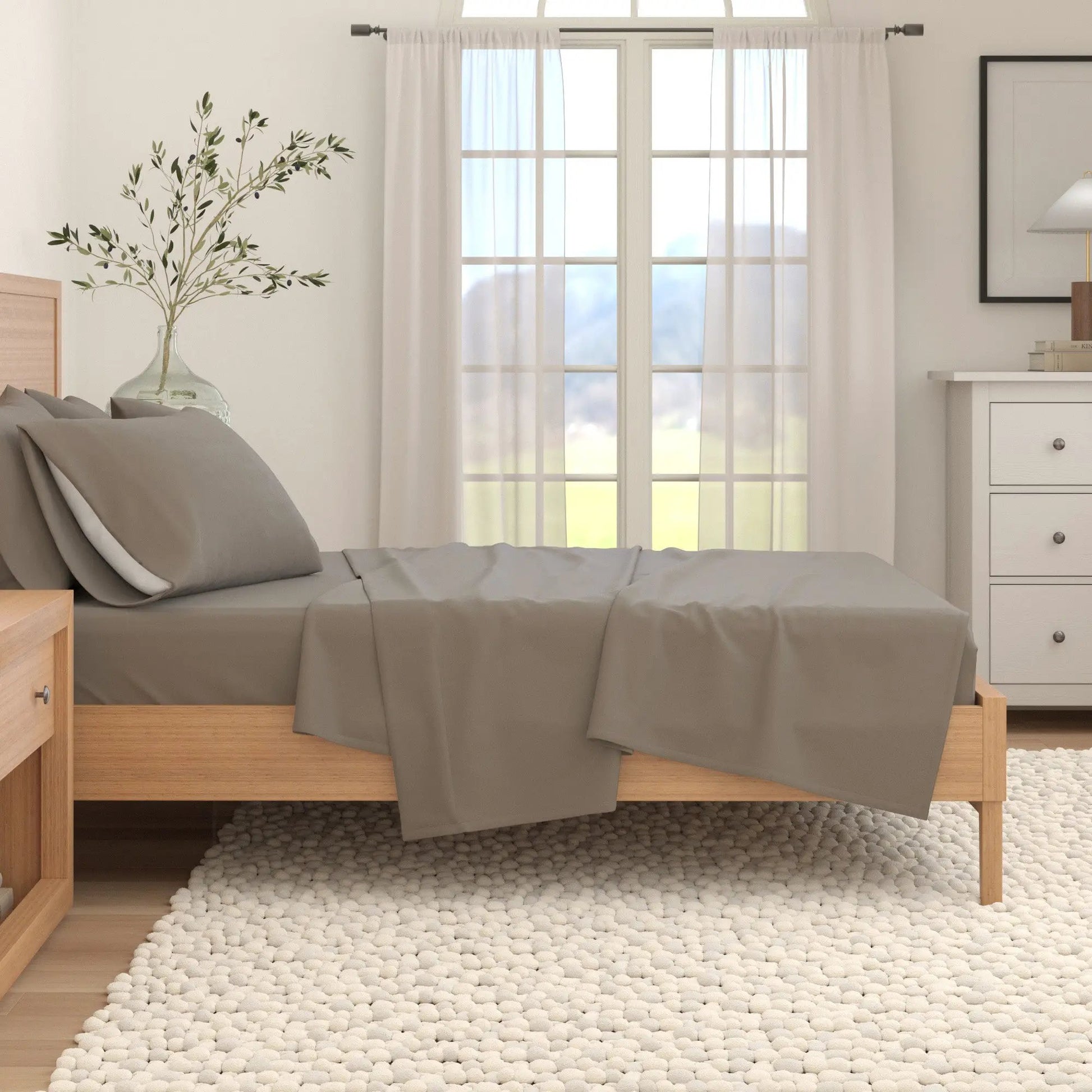 Cotton Solid Flannel Sheet - Nordic Collection from PriceLows™