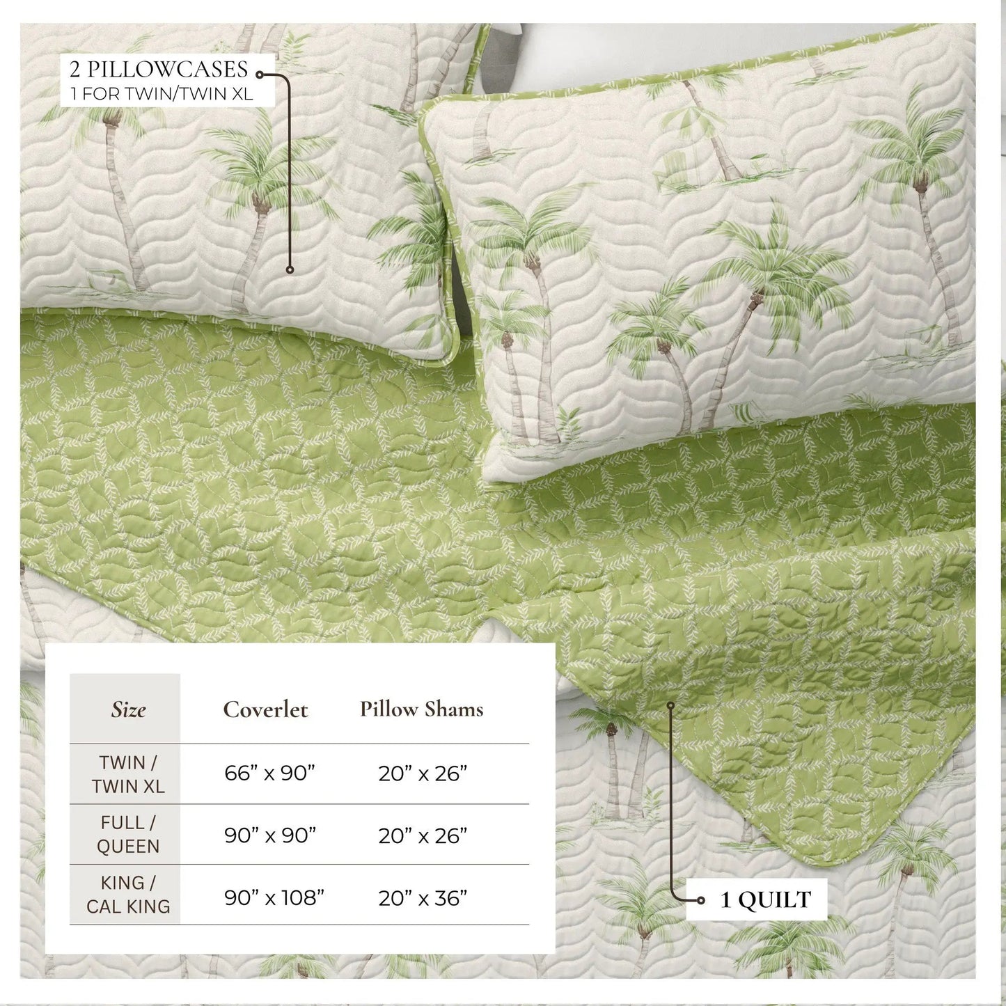 West Palm Trees Coastal Quilt Set - Coronado Collection from PriceLows™