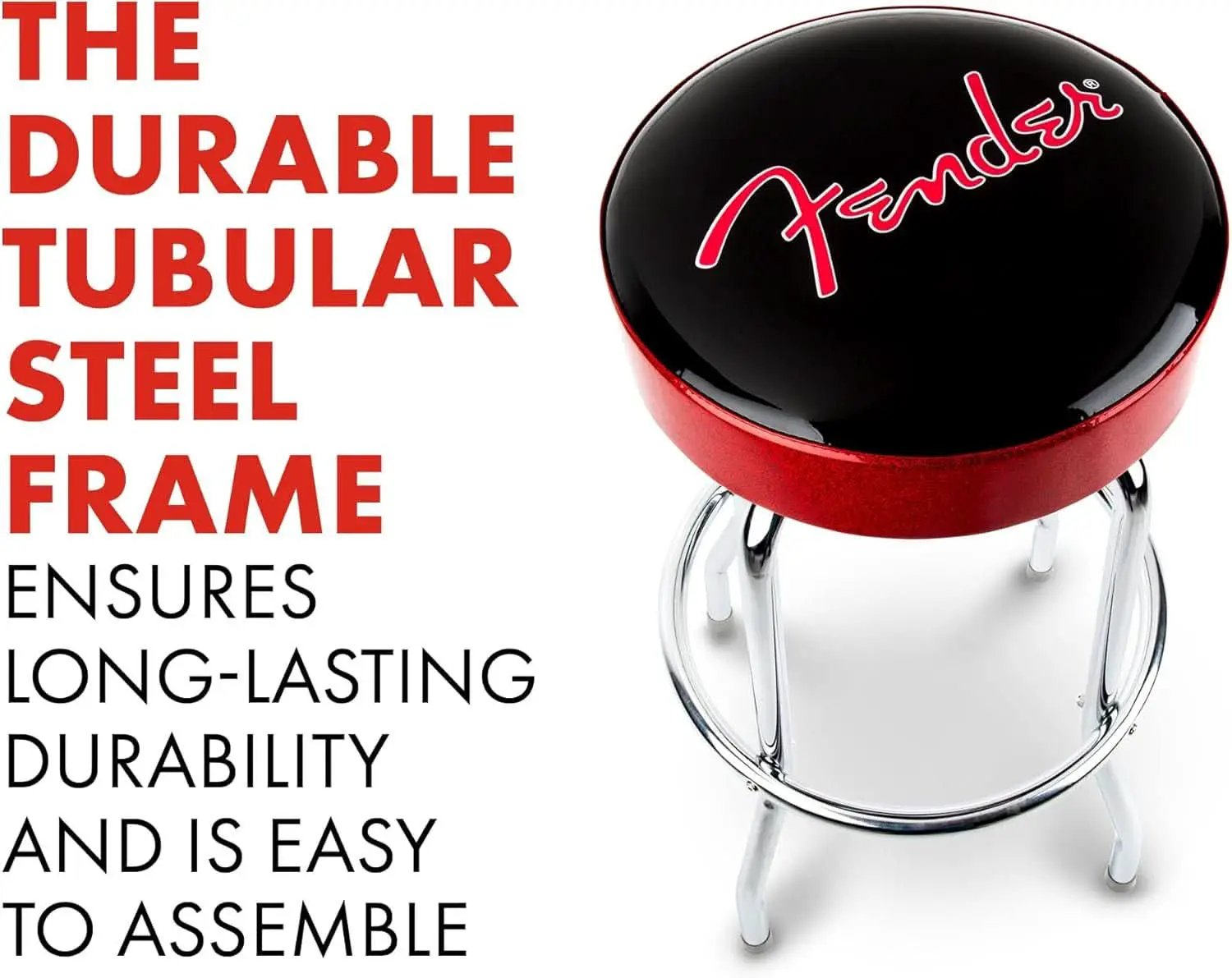 30 Inch Black Swivel Bar Stool With Red Sparkle Logo from PriceLows™