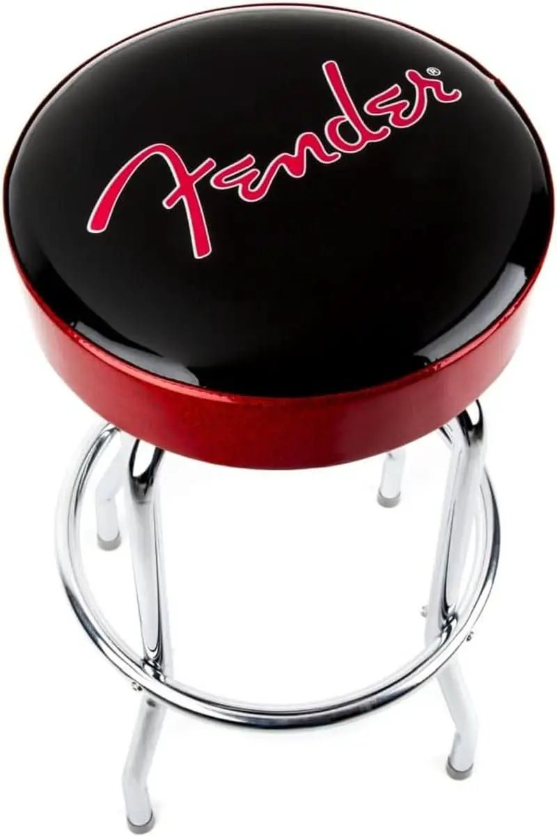 30 Inch Black Swivel Bar Stool With Red Sparkle Logo from PriceLows™