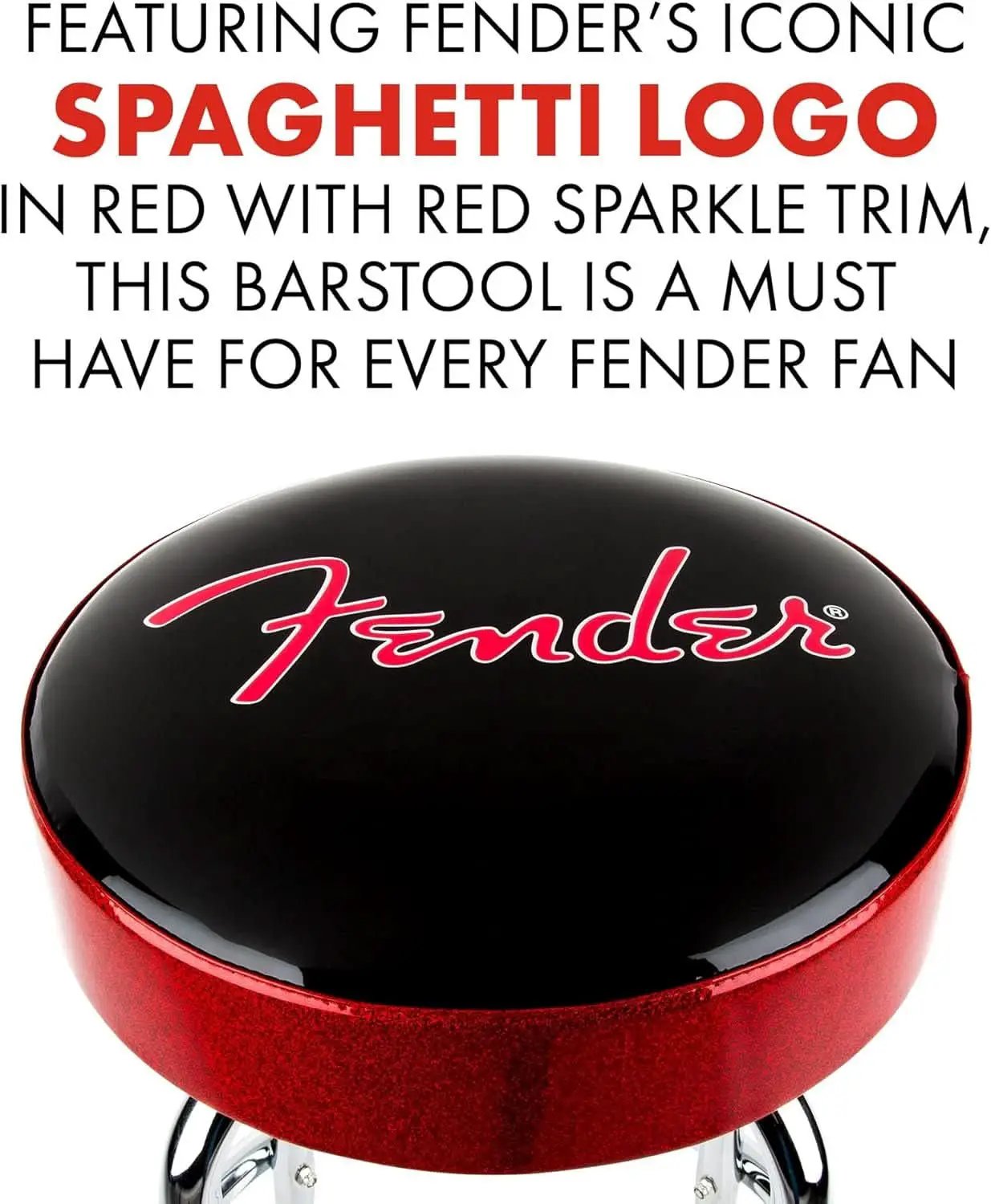 30 Inch Black Swivel Bar Stool With Red Sparkle Logo from PriceLows™