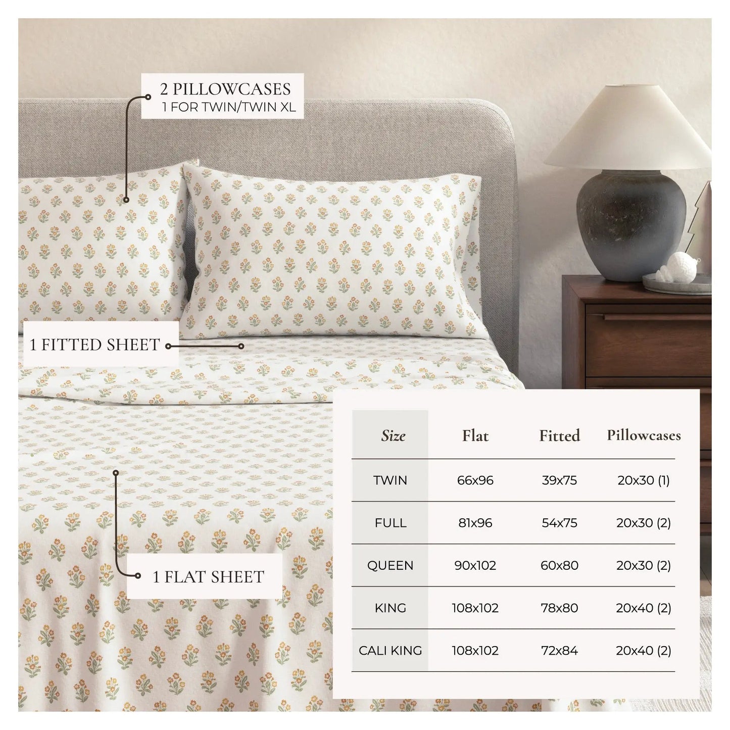 Turkish Cotton Flannel Sheet Set - Winter Floral Collection from PriceLows™