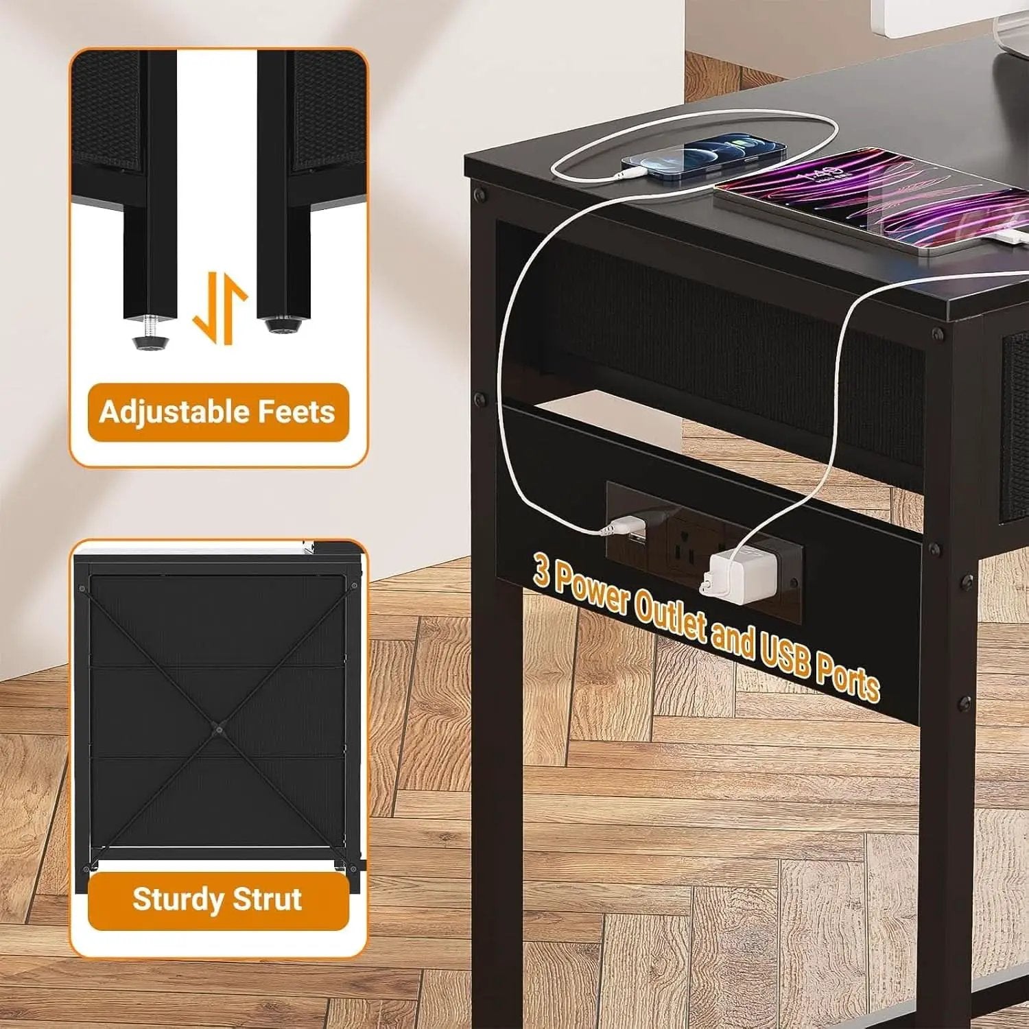 Reversible Computer Desk With Drawers And USB Ports from PriceLows™