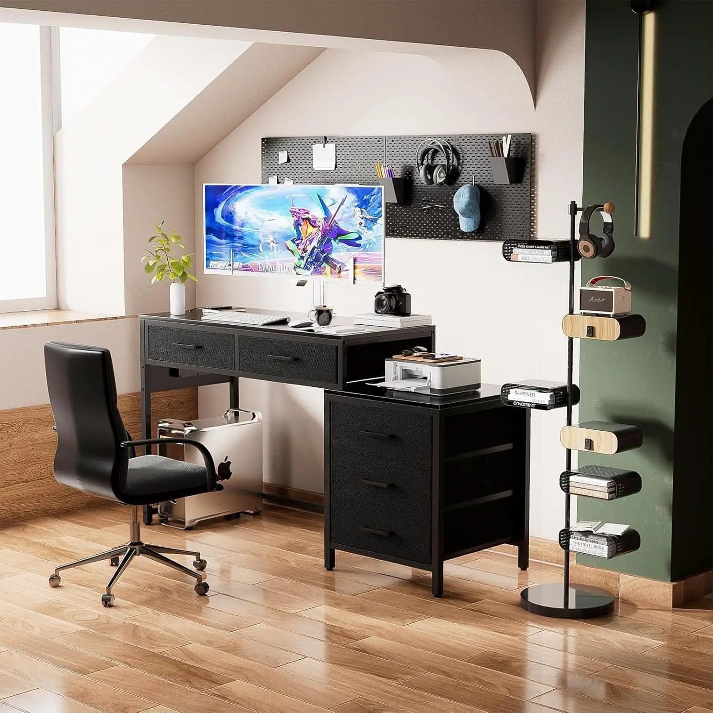 Reversible Computer Desk With Drawers And USB Ports from PriceLows™
