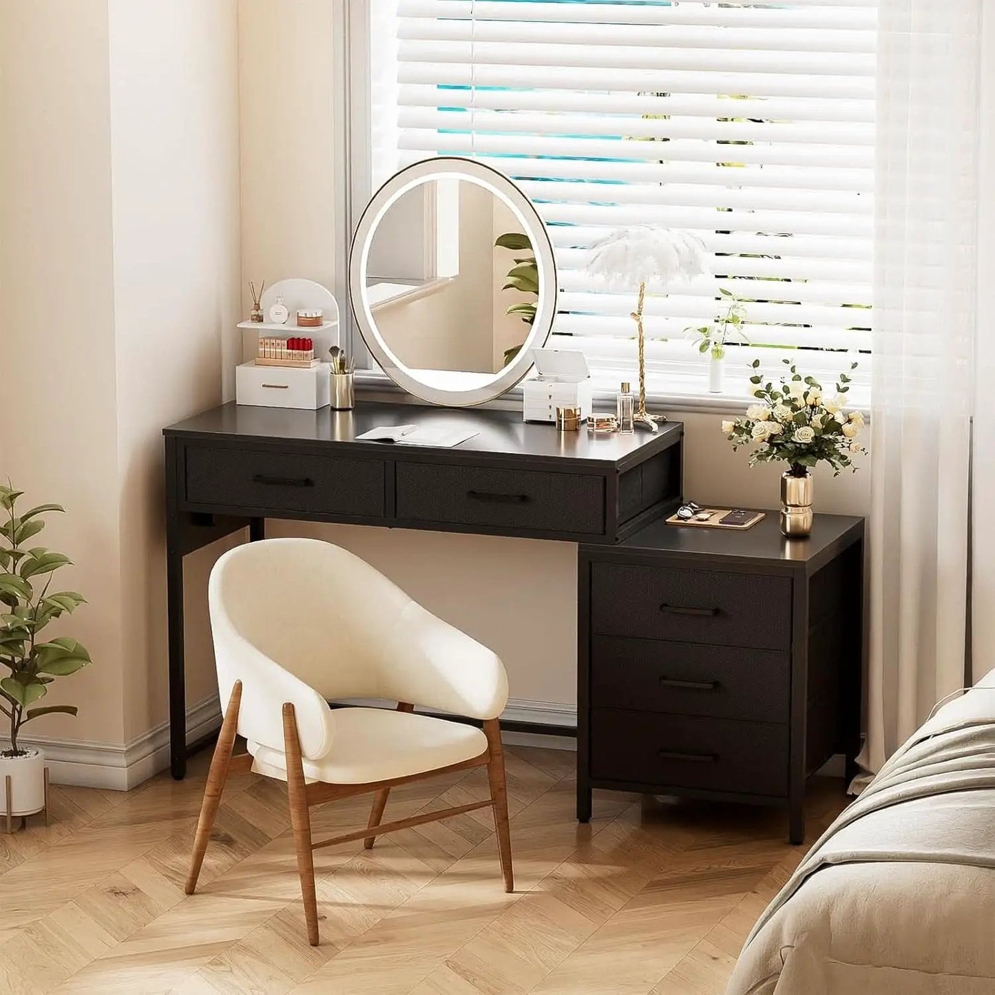 Reversible Computer Desk With Drawers And USB Ports from PriceLows™