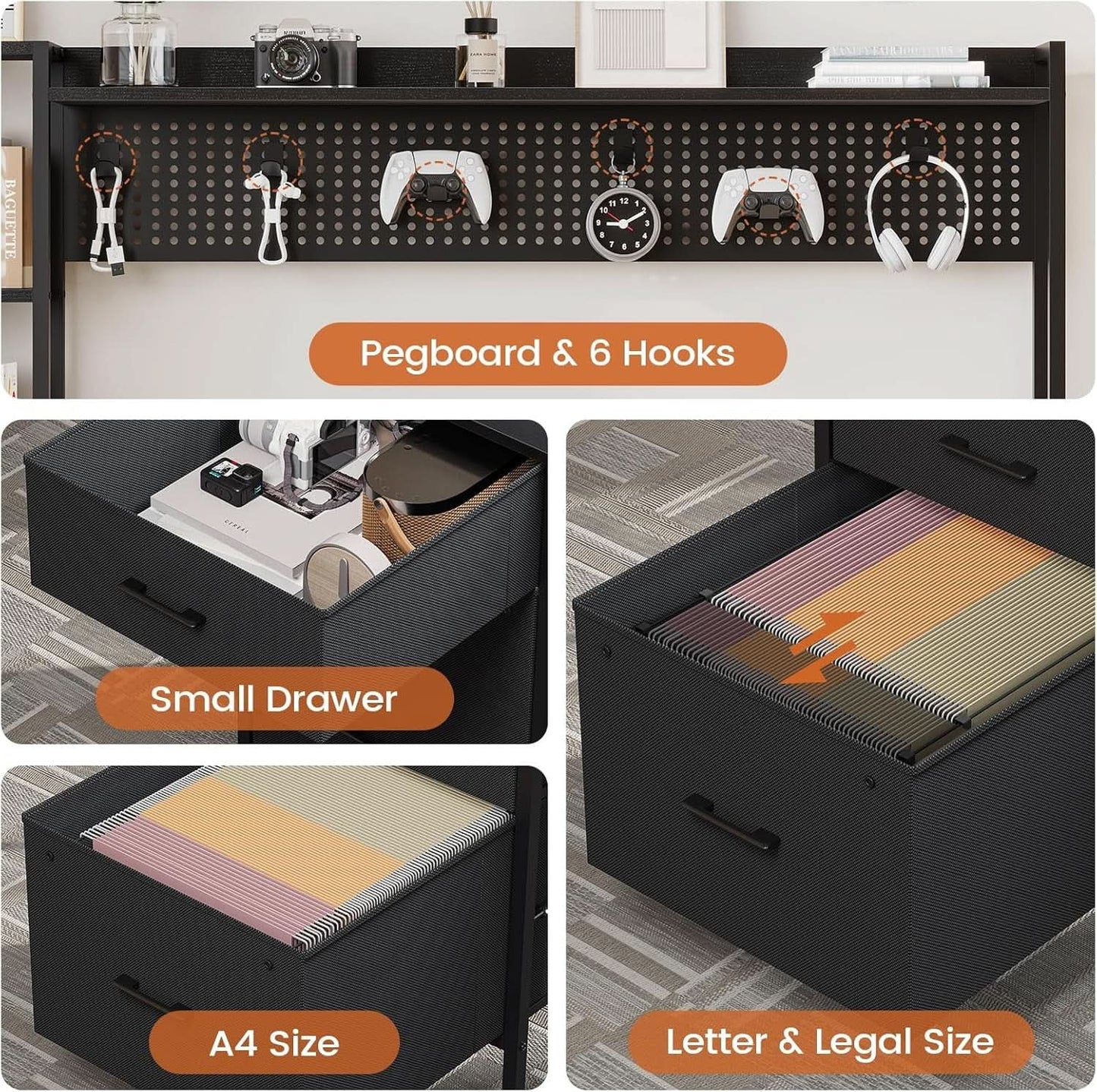 Reversible Gaming Desk with Power Outlets and LED Light from PriceLows™