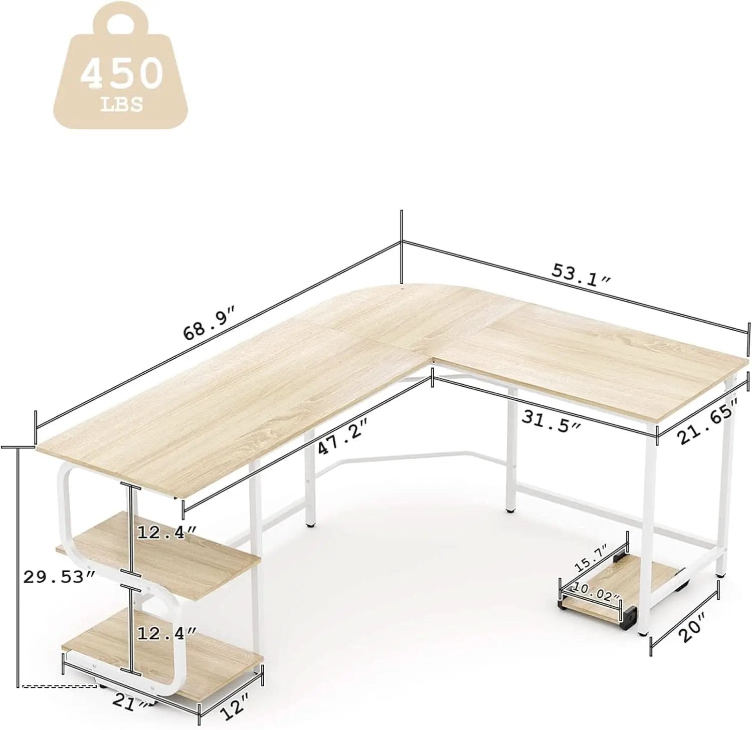 69 Inch Reversible L Shaped Desk For Home Office Use from PriceLows™
