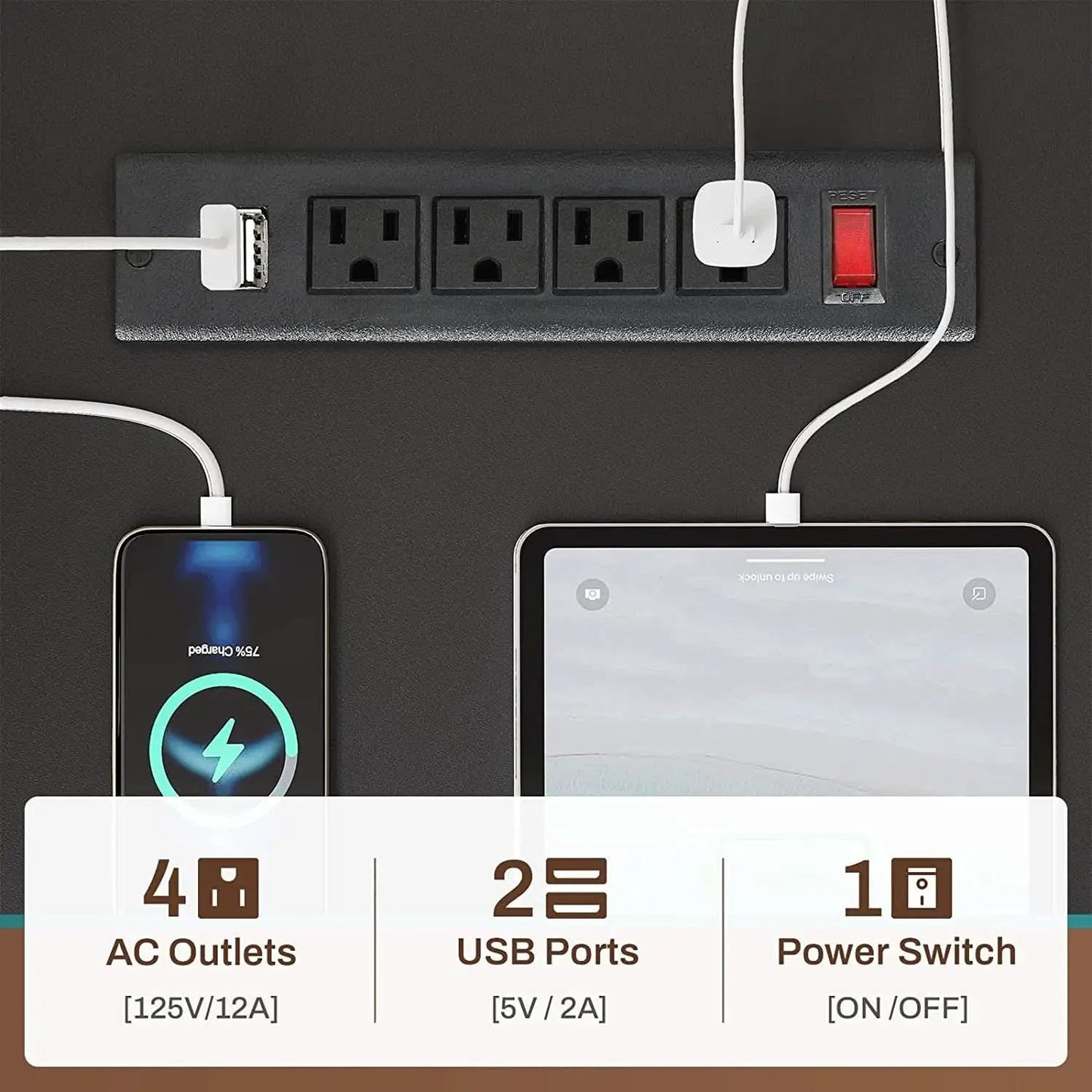 Reversible L Shaped Gaming Desk With Power Outlet from PriceLows™