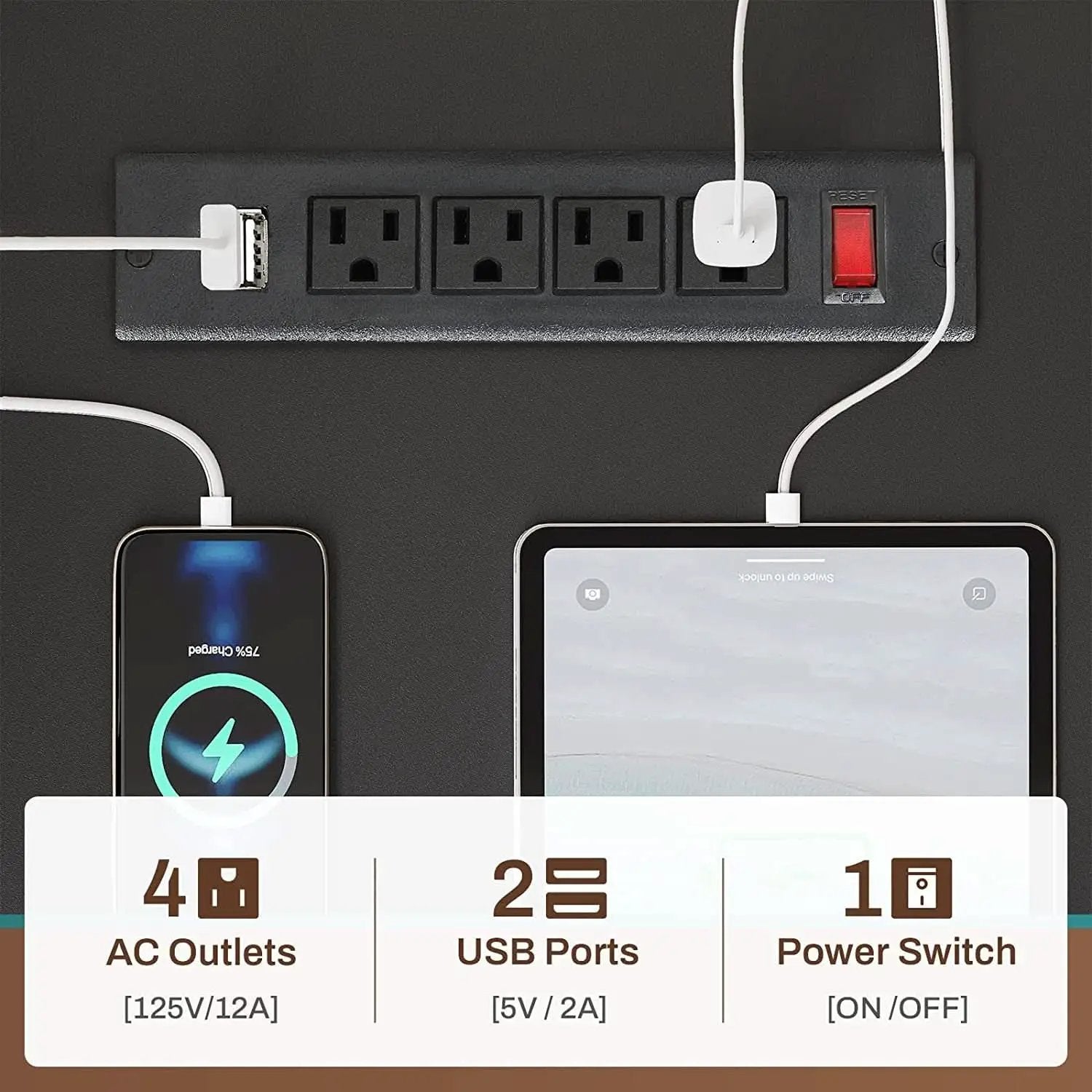 Reversible L Shaped Gaming Desk With Power Outlet from PriceLows™