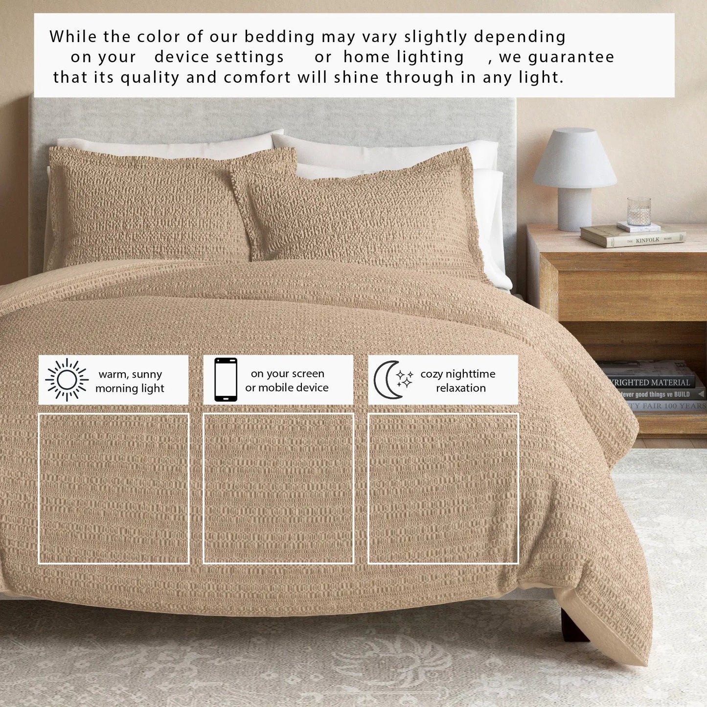100% Cotton Honeycomb Waffle Duvet Set - Mattea Collection from PriceLows™