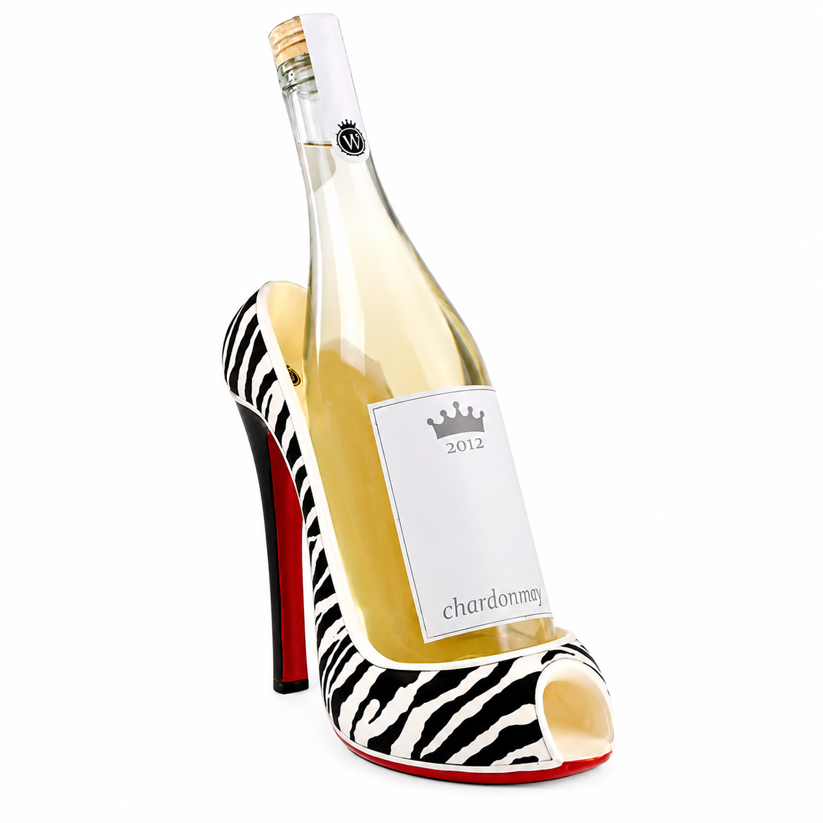 Wine Bottle Holder | High Heel Shape | Zebra Print Finish | Standard Fit
