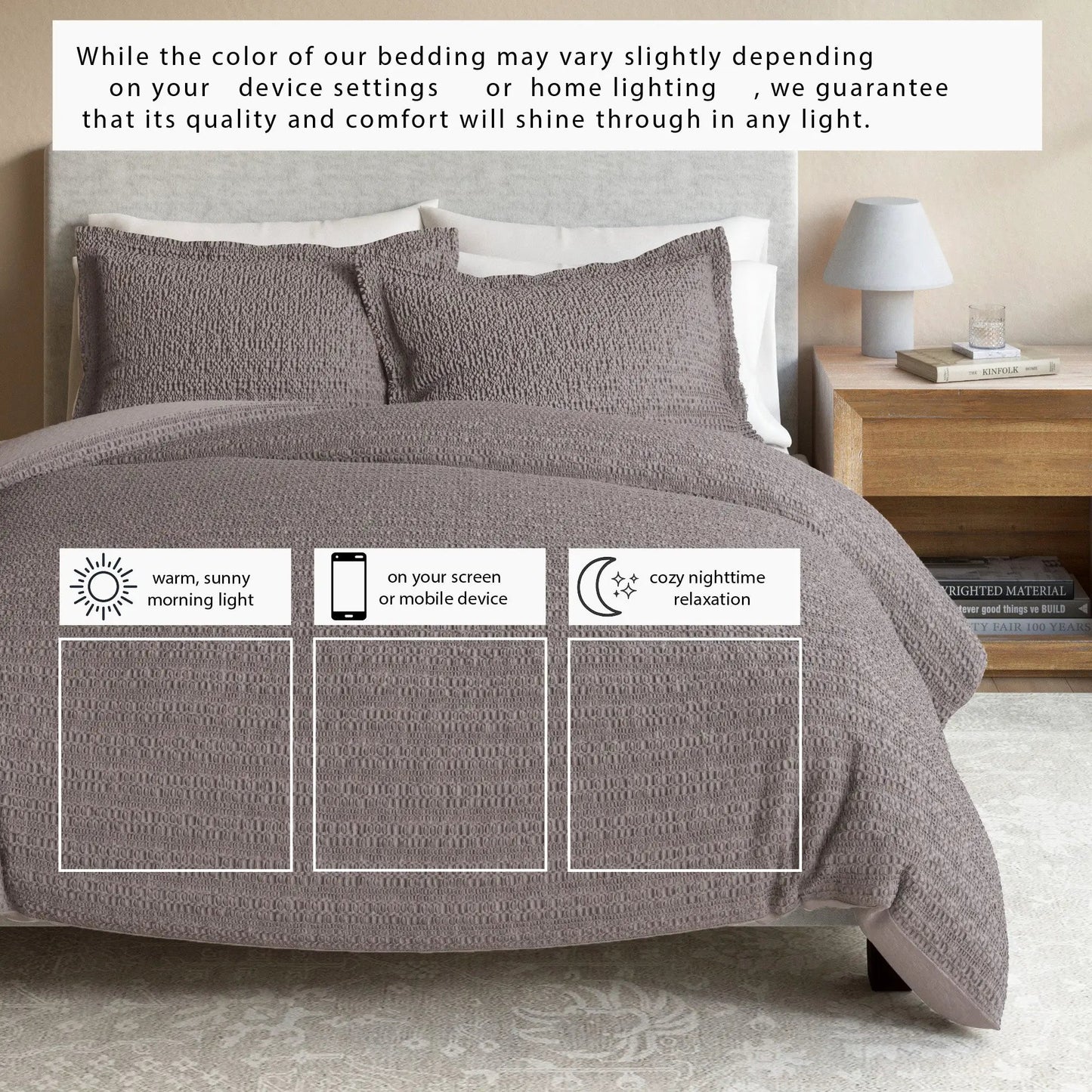 100% Cotton Honeycomb Waffle Duvet Set - Mattea Collection from PriceLows™