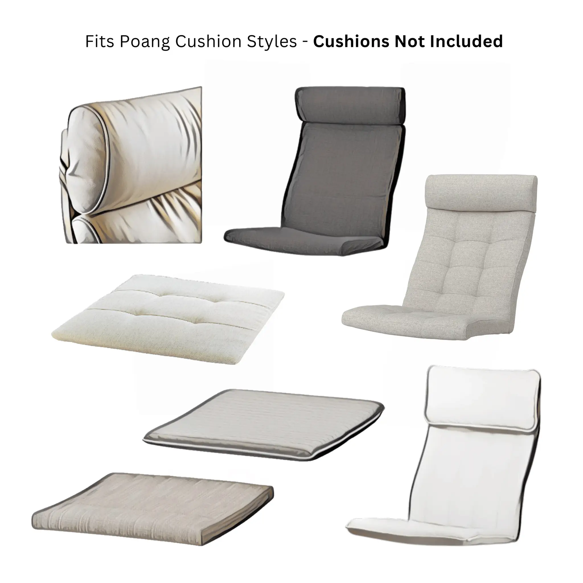 Natural White Bouclé Poäng Slipcovers – Compatible with IKEA Poäng Chair & Footstool from PriceLows™