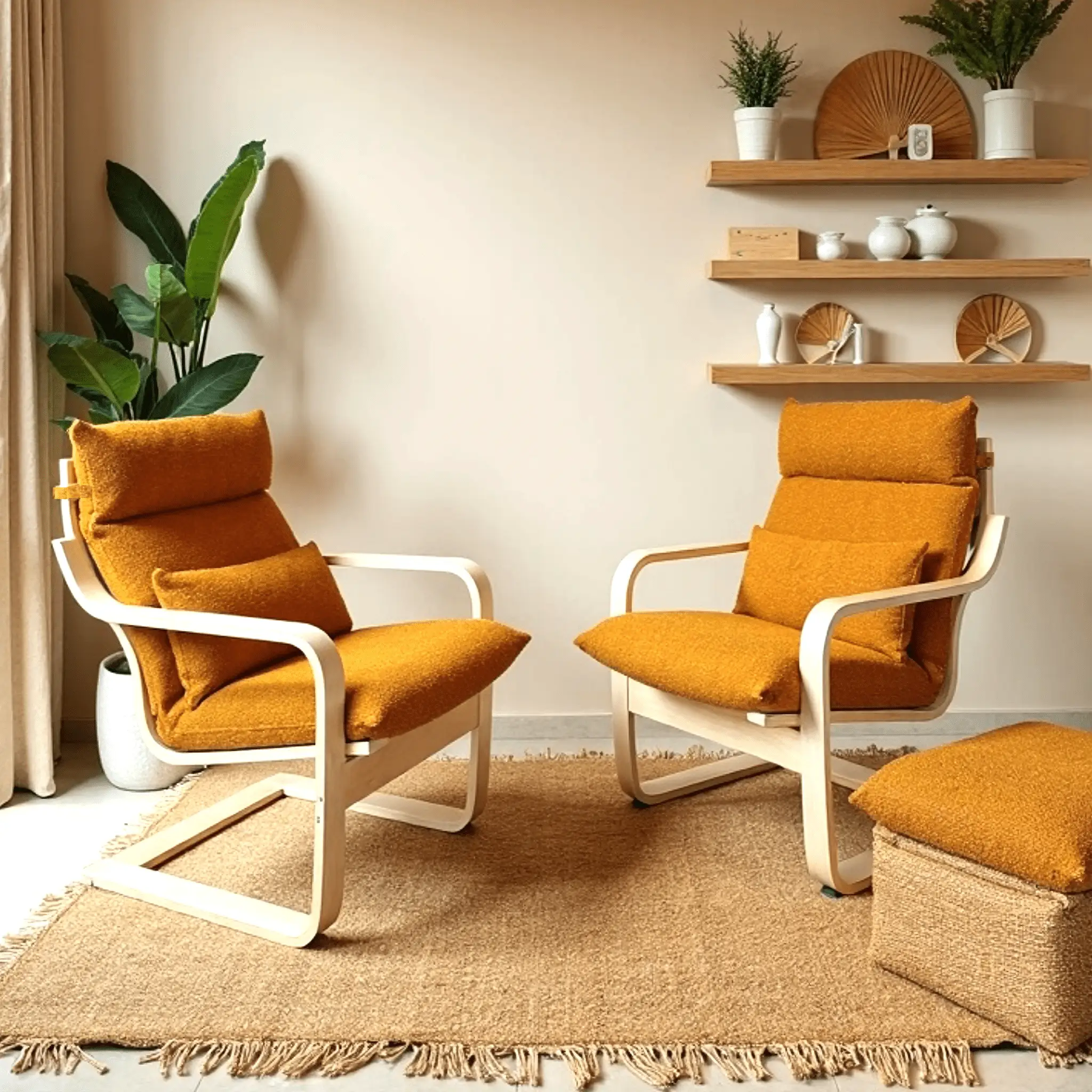Bouclé Cinnamon Poäng Slipcovers – Compatible with IKEA Poäng Chair & Footstool from PriceLows™