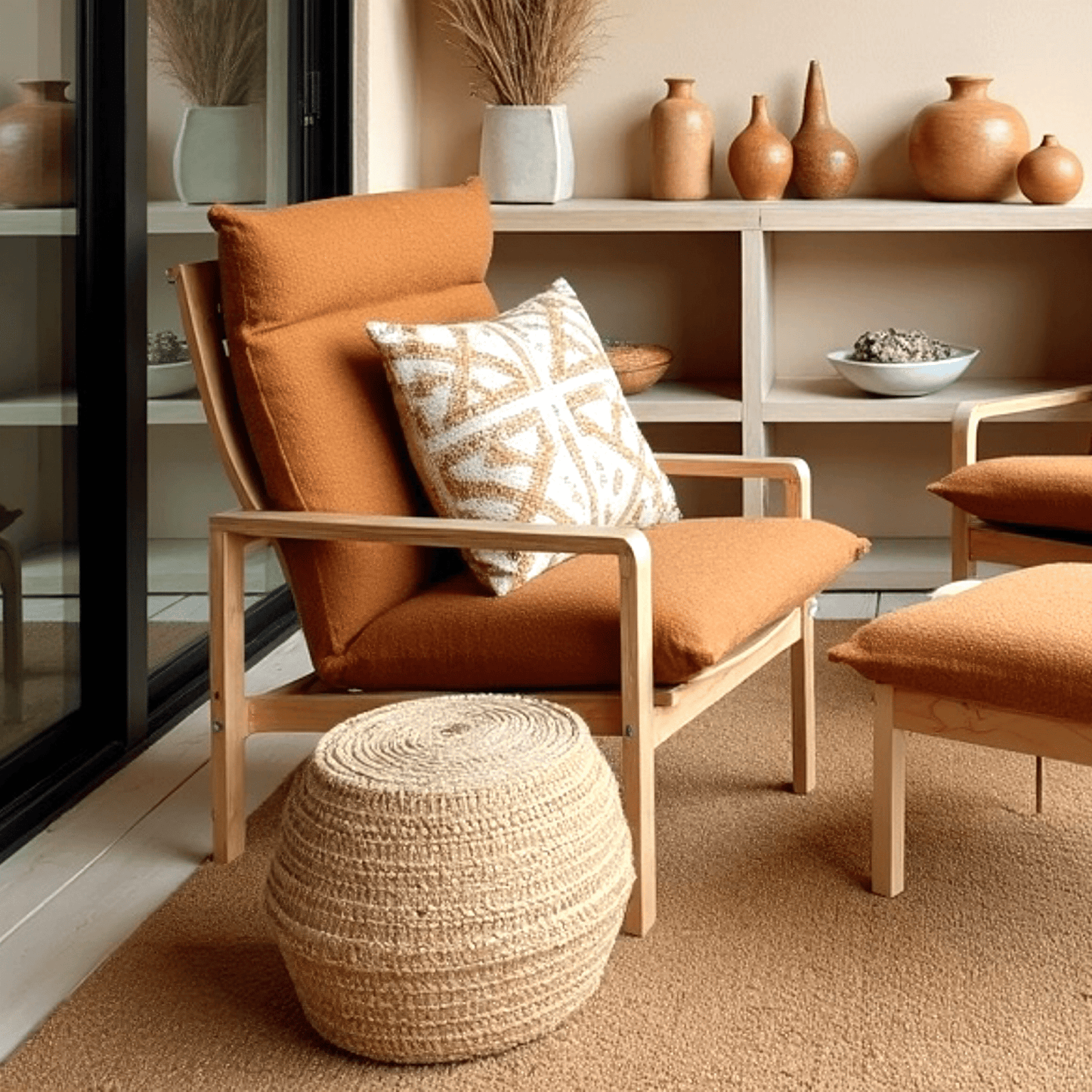 Bouclé Cinnamon Poäng Slipcovers – Compatible with IKEA Poäng Chair & Footstool from PriceLows™