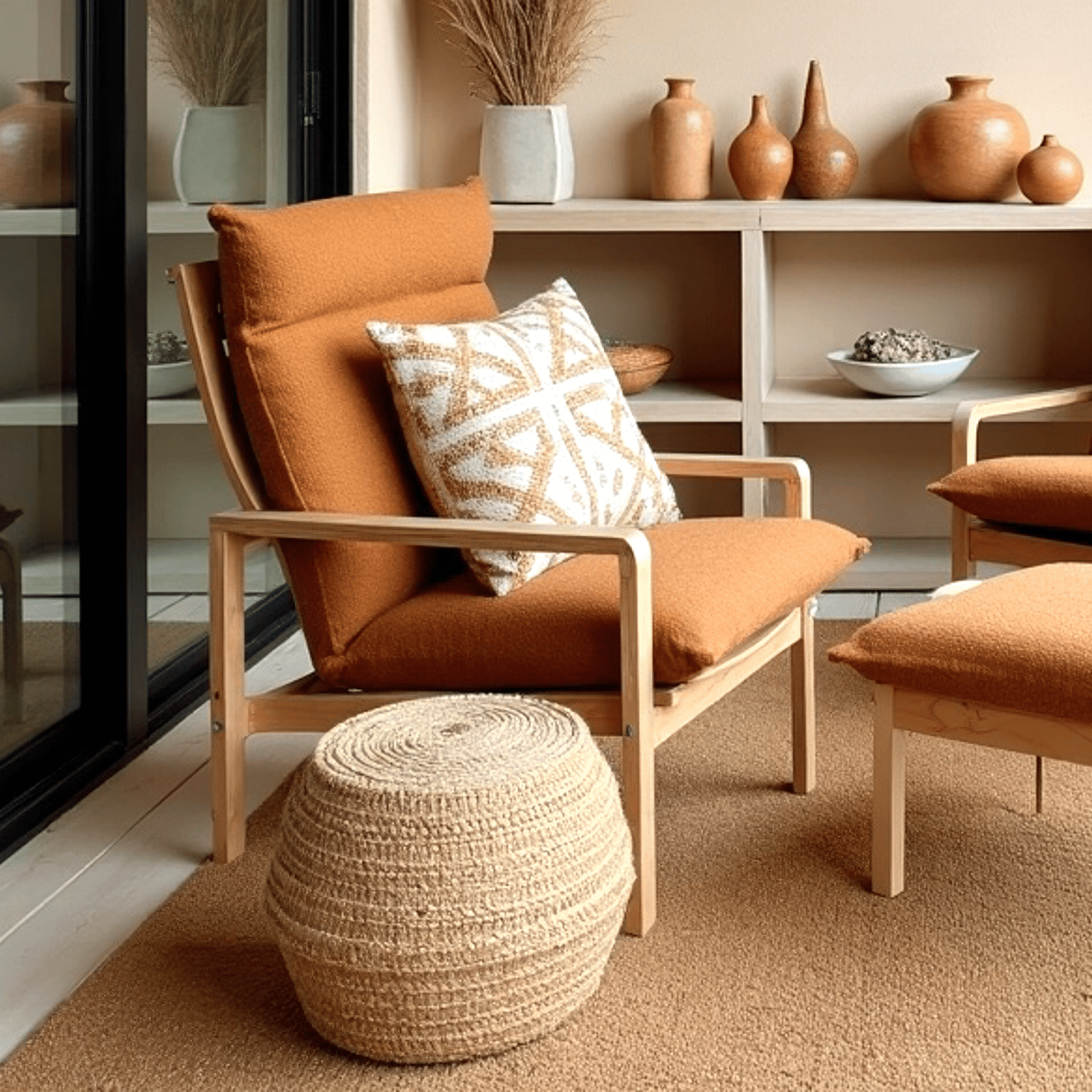 Bouclé Cinnamon Poäng Slipcovers – Compatible with IKEA Poäng Chair & Footstool from PriceLows™