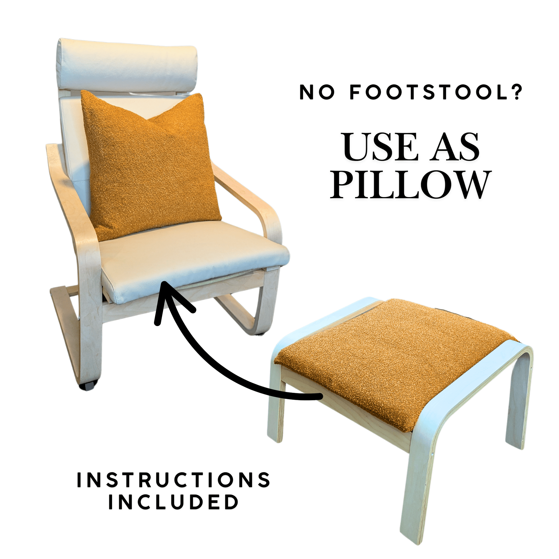 Bouclé Cinnamon Poäng Slipcovers – Compatible with IKEA Poäng Chair & Footstool from PriceLows™
