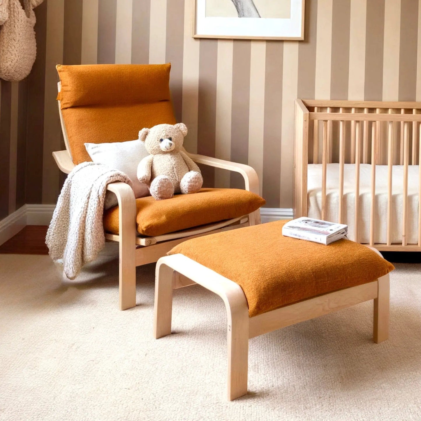 Bouclé Cinnamon Poäng Slipcovers – Compatible with IKEA Poäng Chair & Footstool from PriceLows™
