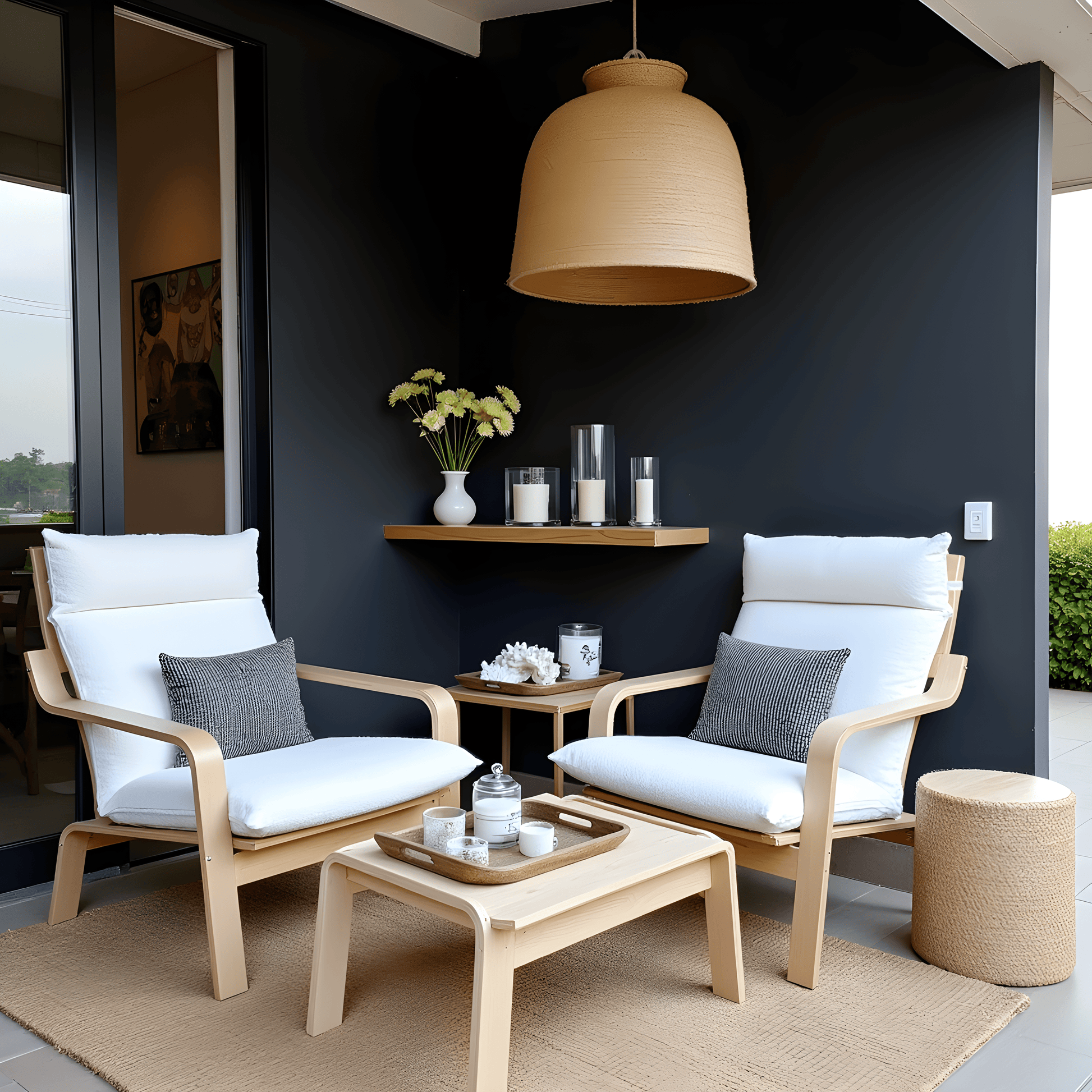 Natural White Bouclé Poäng Slipcovers – Compatible with IKEA Poäng Chair & Footstool from PriceLows™