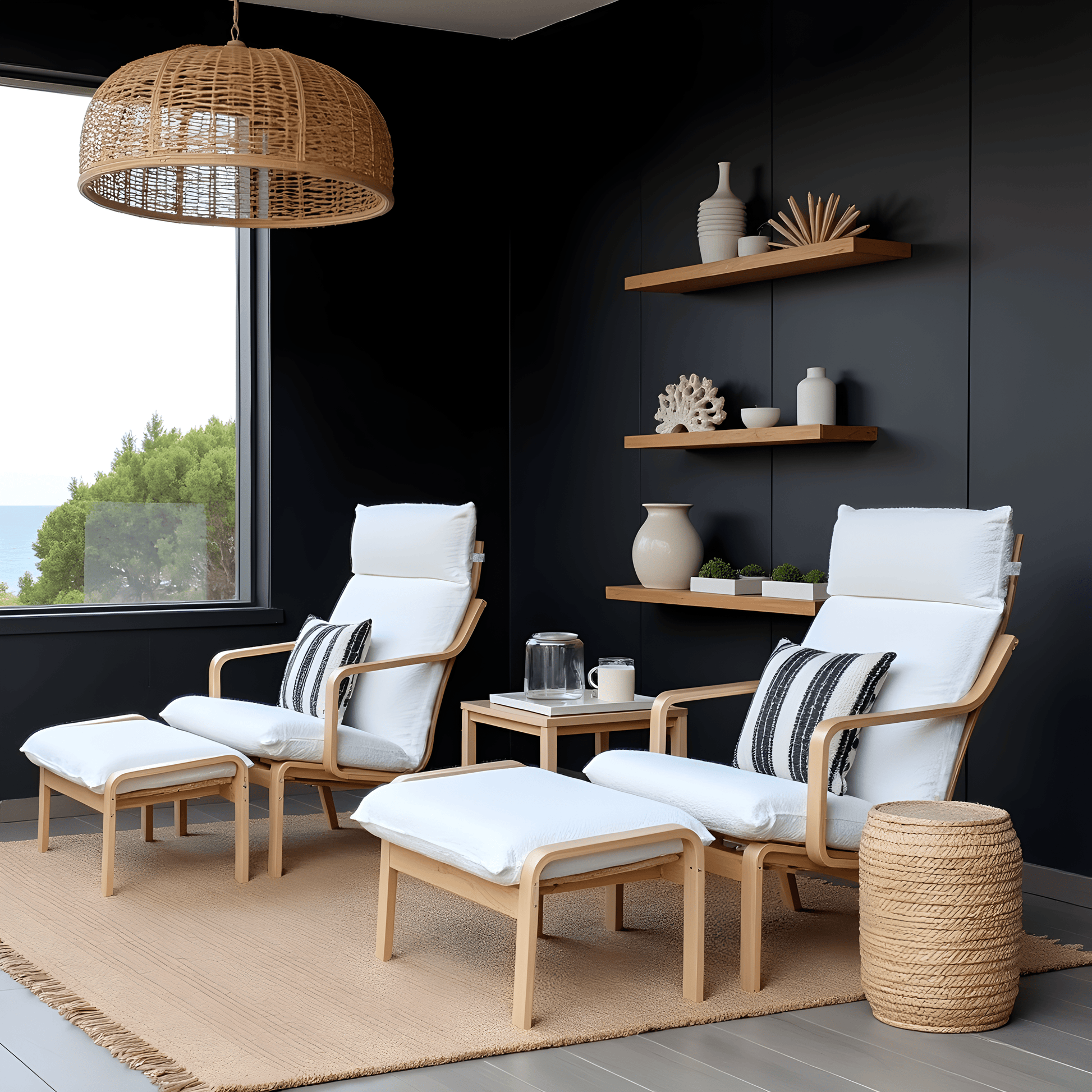 Natural White Bouclé Poäng Slipcovers – Compatible with IKEA Poäng Chair & Footstool from PriceLows™