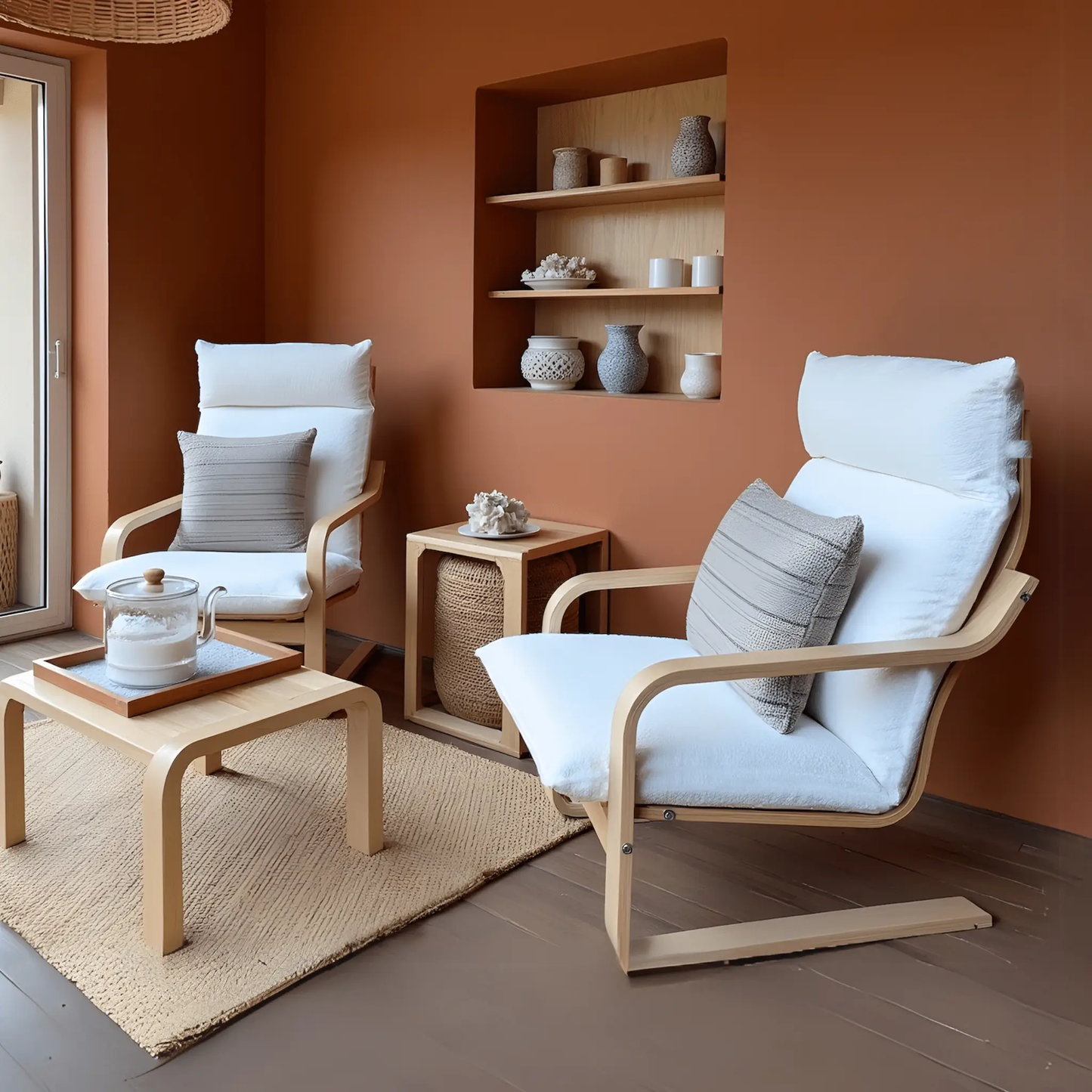 Natural White Bouclé Poäng Slipcovers – Compatible with IKEA Poäng Chair & Footstool from PriceLows™