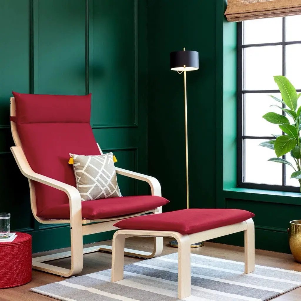 Velvet Burgundy Red Chair and Ottoman Covers, Compatible with IKEA Poang from PriceLows™