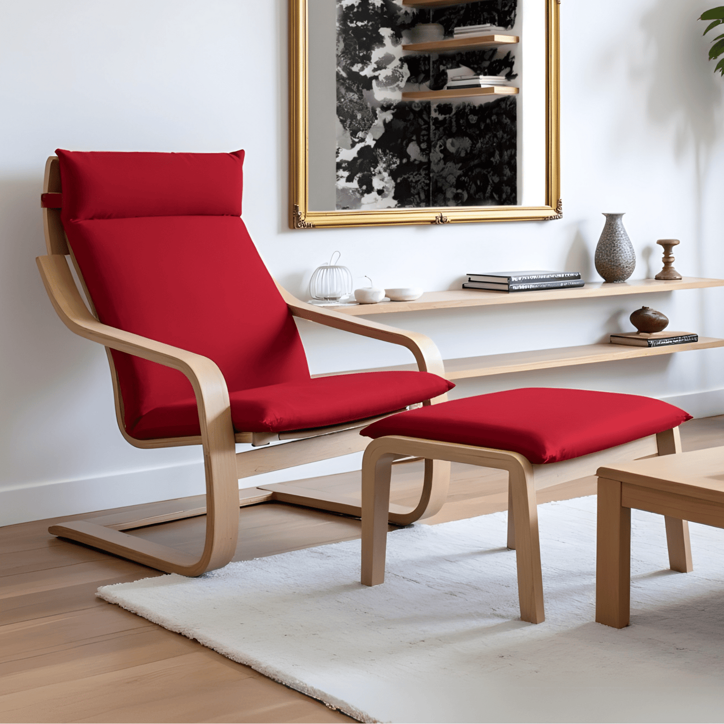 Velvet Burgundy Red Chair and Ottoman Covers, Compatible with IKEA Poang from PriceLows™