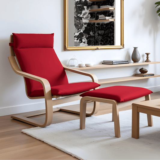 Velvet Burgundy Red Chair and Ottoman Covers, Compatible with IKEA Poang from PriceLows™