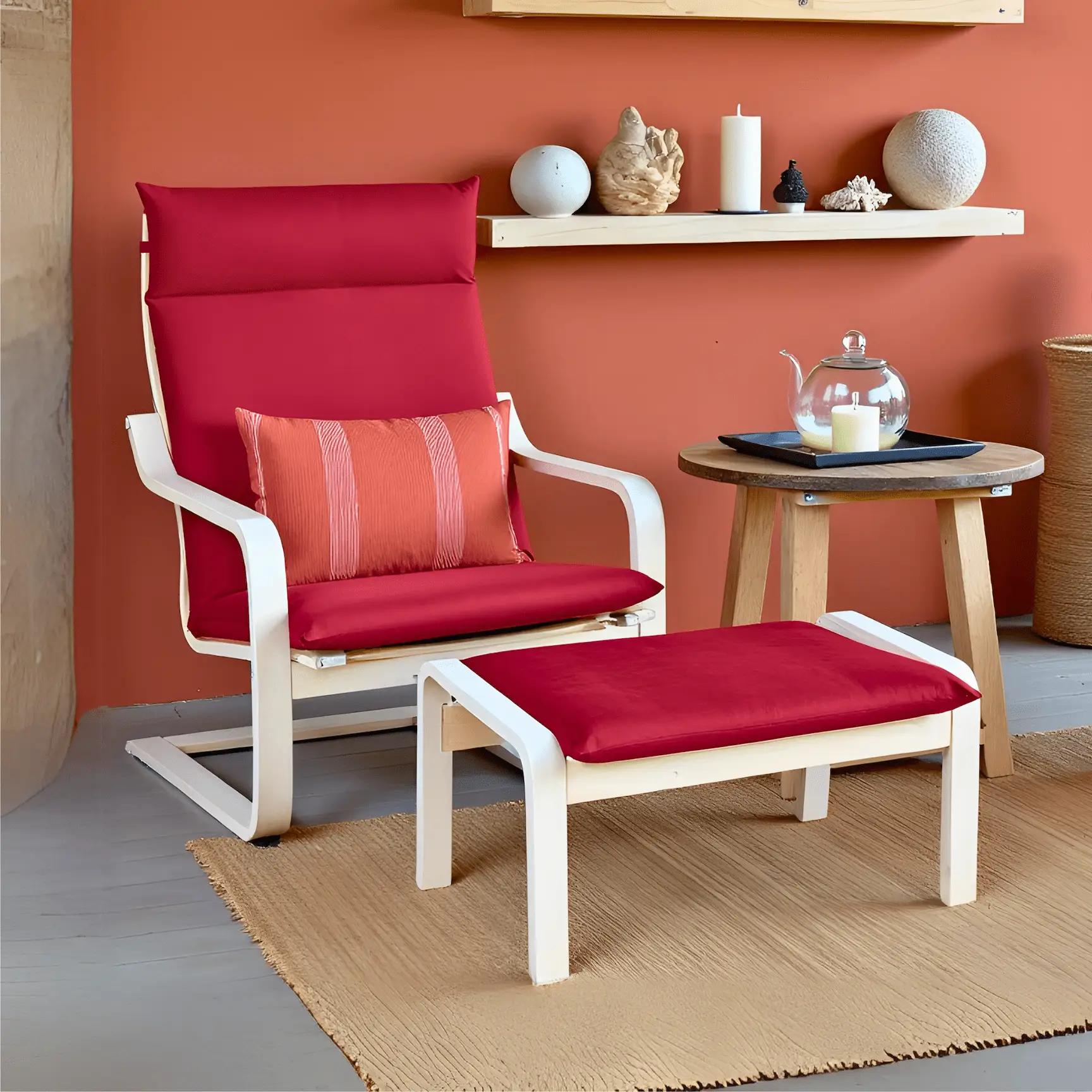 Velvet Burgundy Red Chair and Ottoman Covers, Compatible with IKEA Poang from PriceLows™