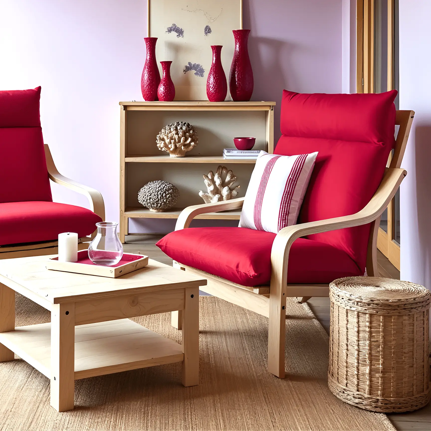 Velvet Burgundy Red Chair and Ottoman Covers, Compatible with IKEA Poang from PriceLows™