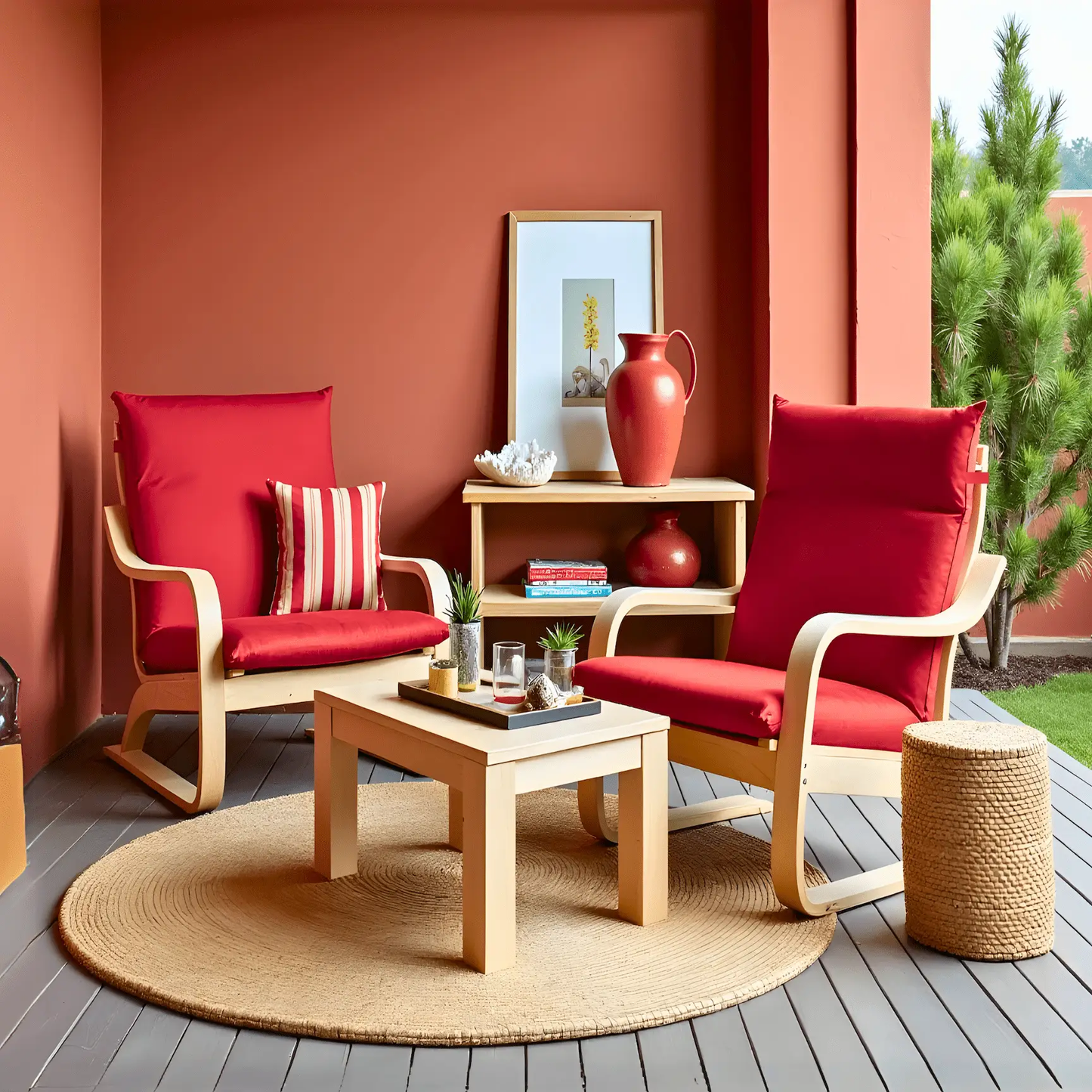 Velvet Burgundy Red Chair and Ottoman Covers, Compatible with IKEA Poang from PriceLows™