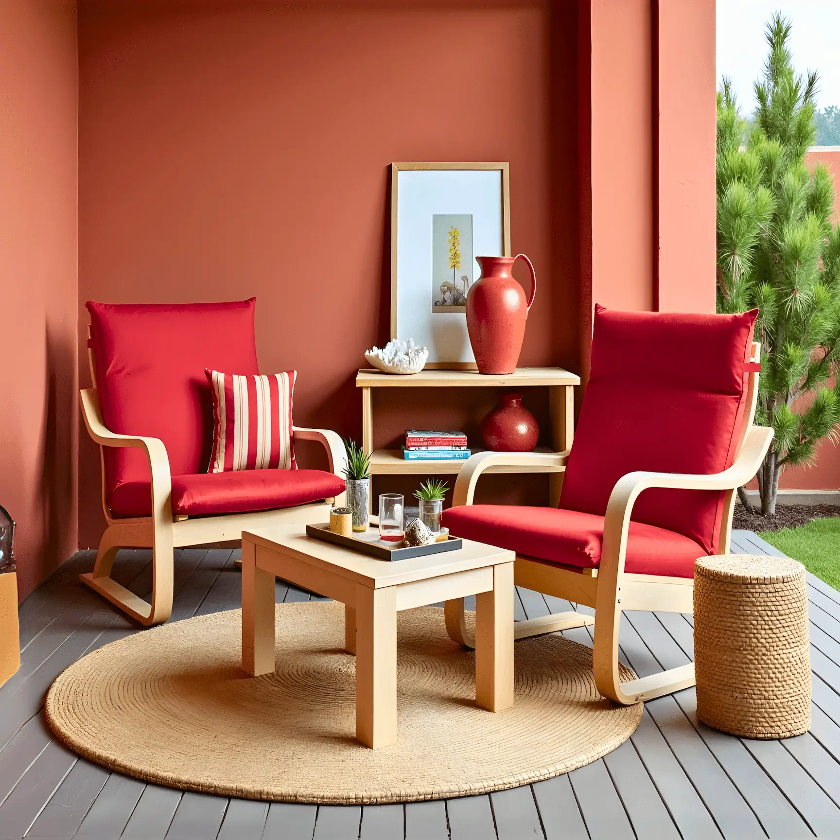Velvet Burgundy Red Chair and Ottoman Covers, Compatible with IKEA Poang from PriceLows™