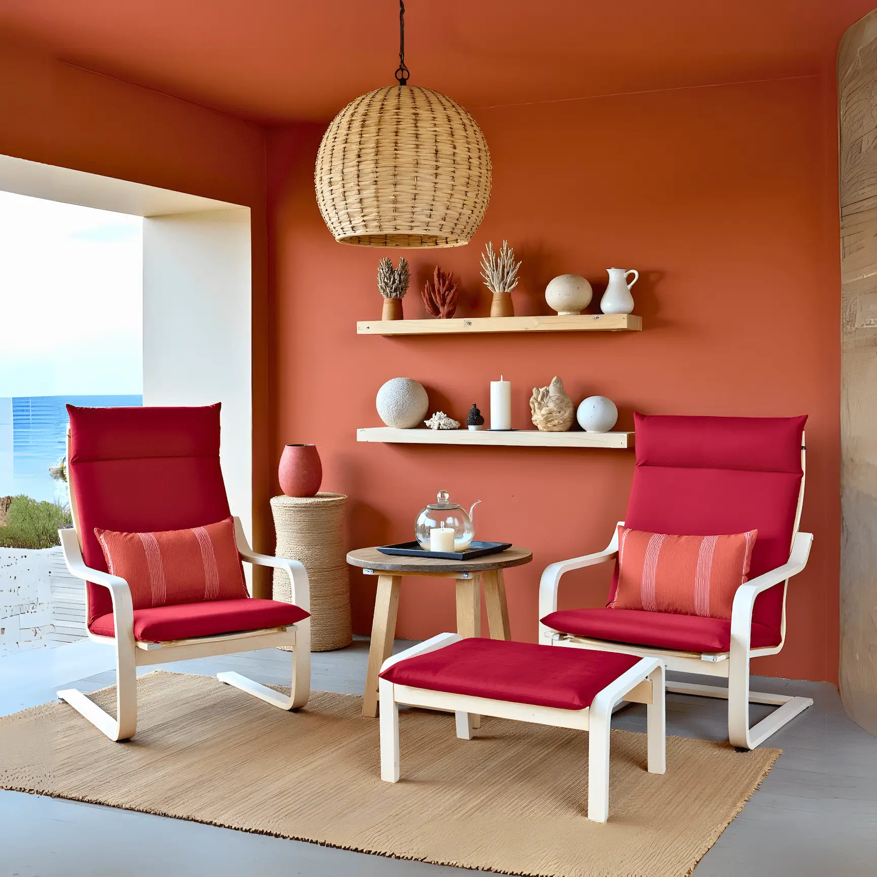 Velvet Burgundy Red Chair and Ottoman Covers, Compatible with IKEA Poang from PriceLows™