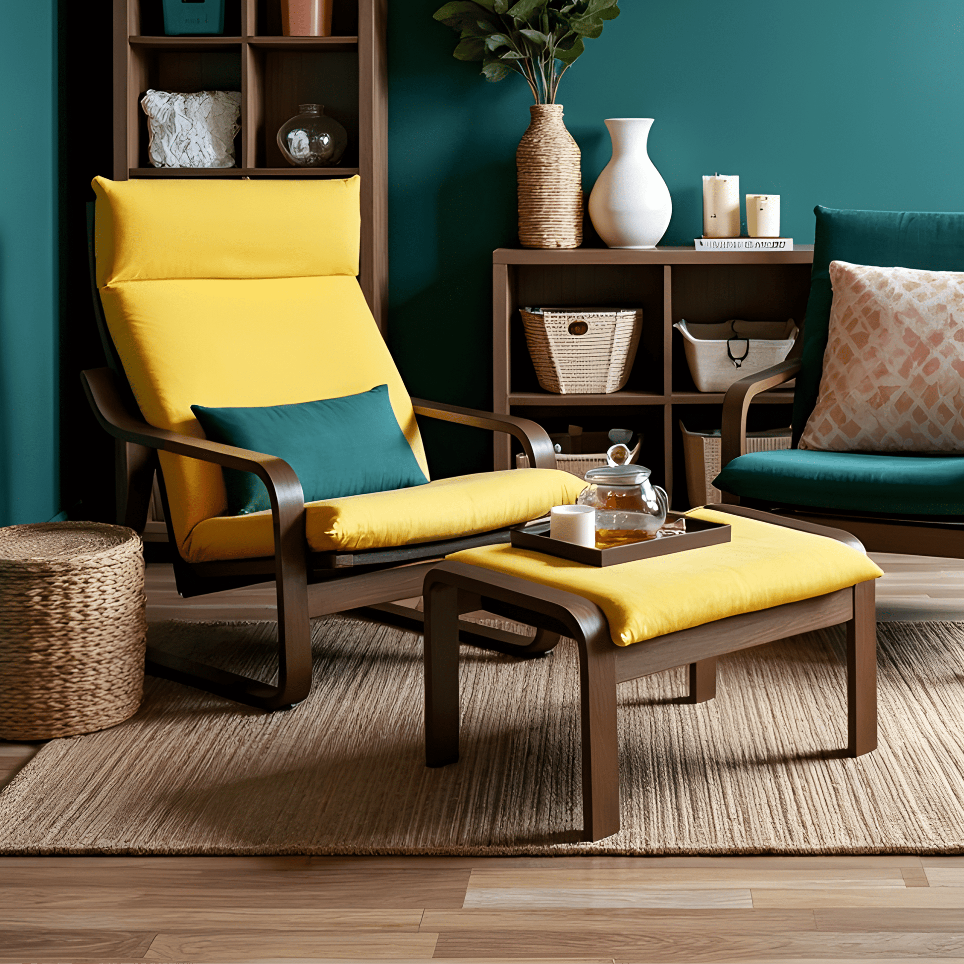 Bright Yellow Velvet Poäng Slipcovers – Compatible with IKEA Poäng Chair & Footstool – Luxurious Polyester Velvet from PriceLows™