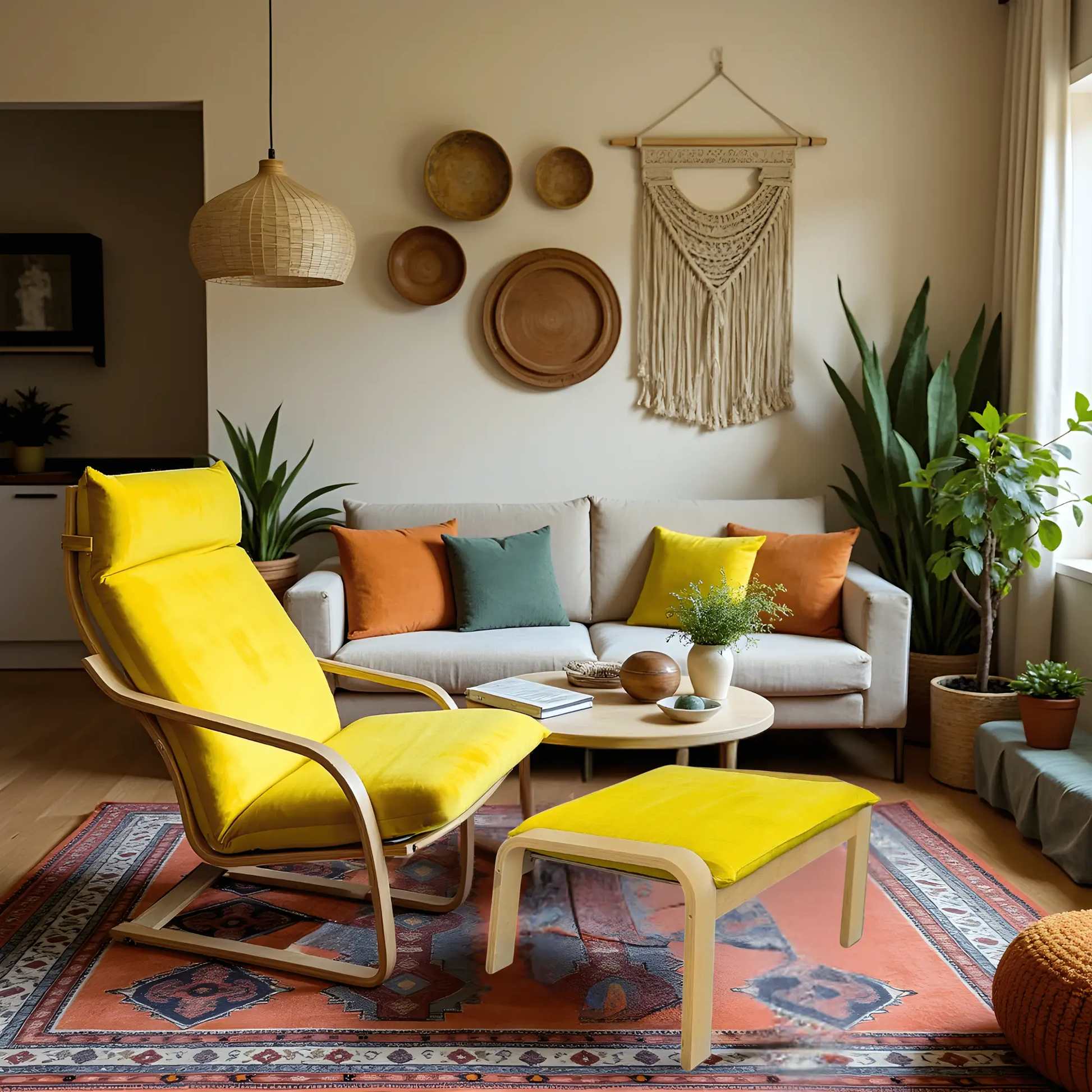 Bright Yellow Velvet Poäng Slipcovers – Compatible with IKEA Poäng Chair & Footstool – Luxurious Polyester Velvet from PriceLows™