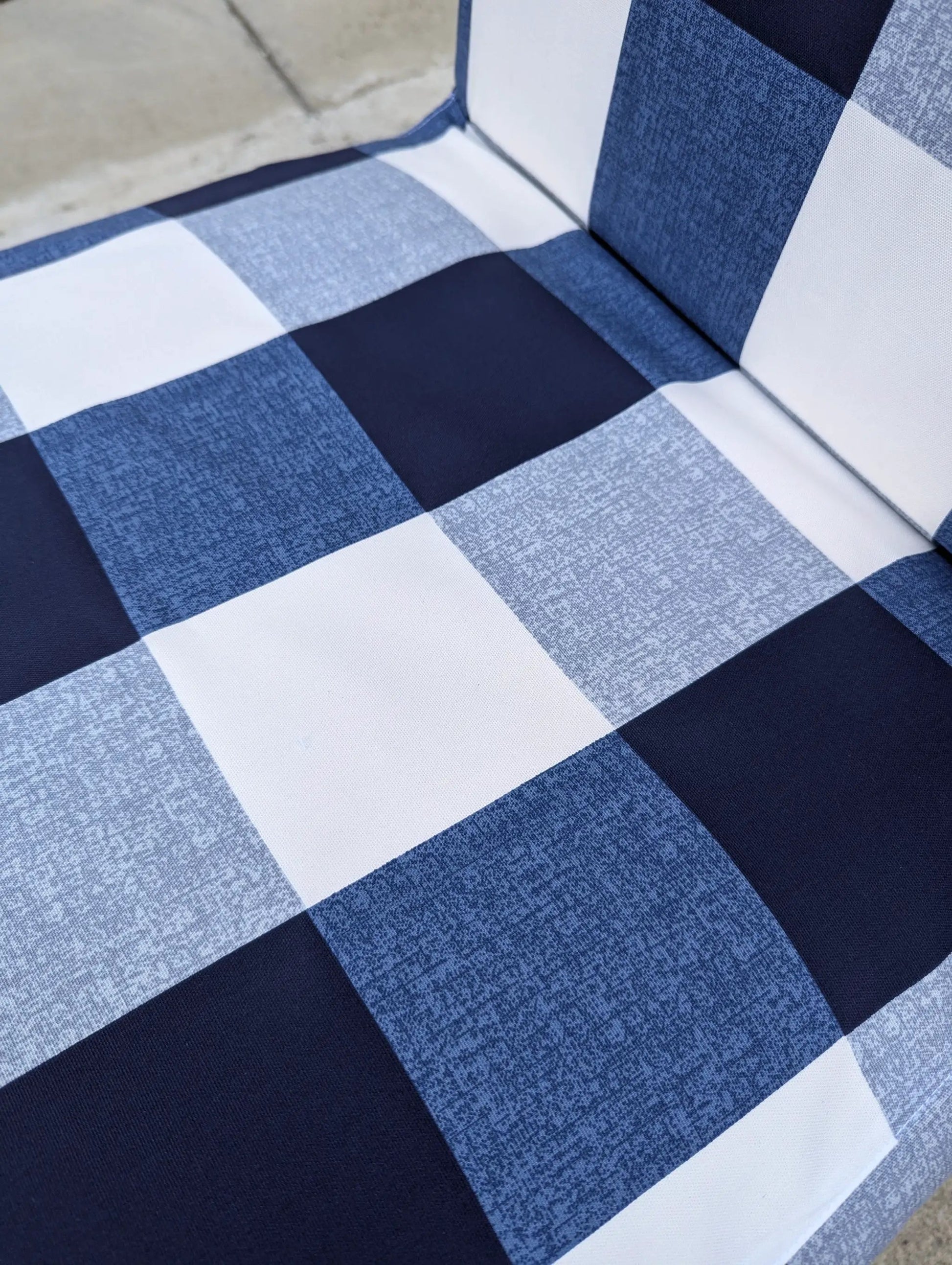 Navy Buffalo Check Plaid Floor-Length Slipcovers for IKEA Henriksdal USA (Set of 2) from PriceLows™