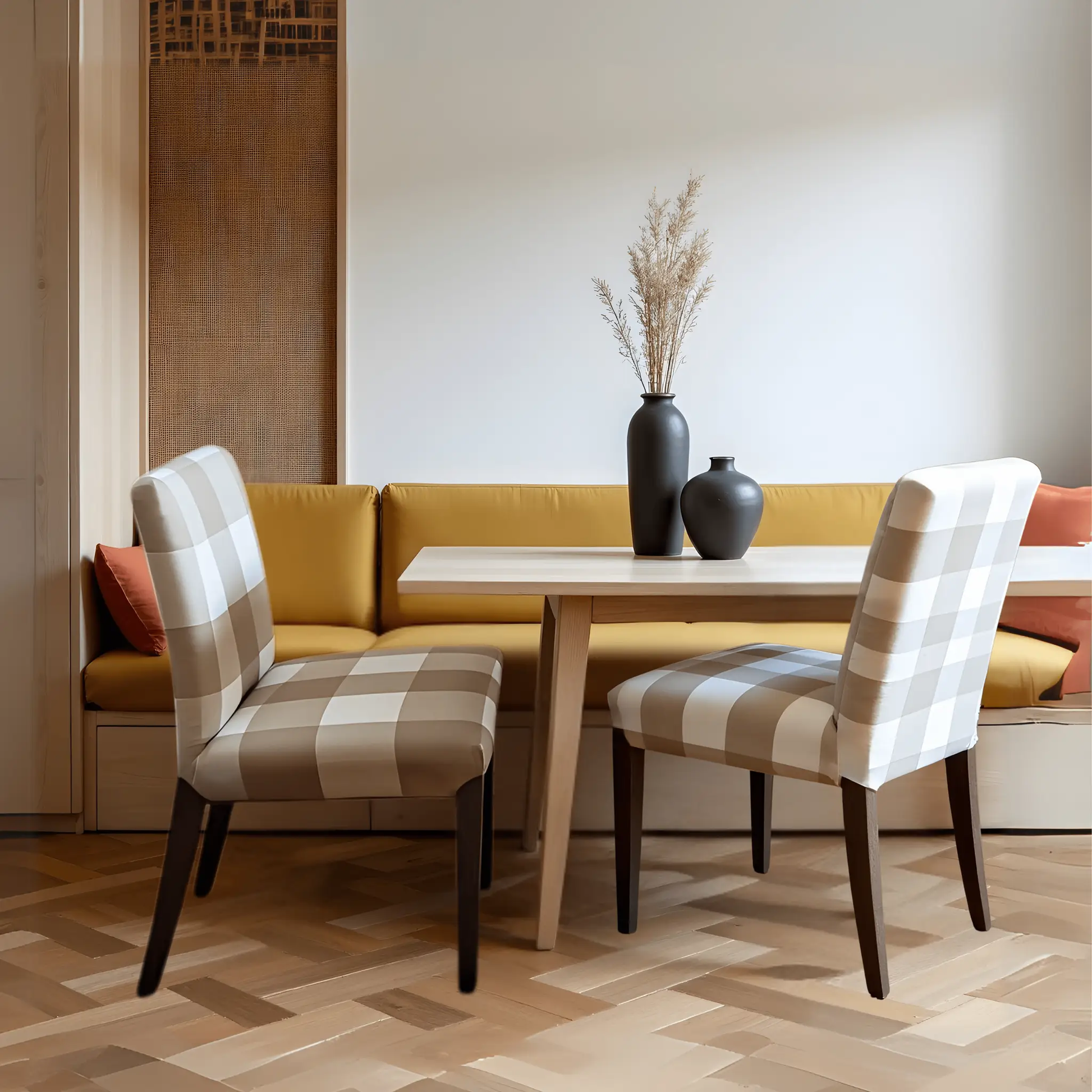 Buffalo Check Beige Dining Chair Slipcovers – Set of 2 – Compatible with IKEA Henriksdal (USA/CA Size) from PriceLows™