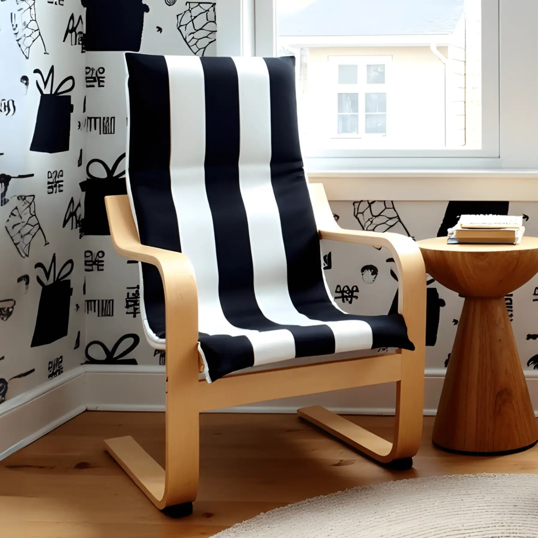 Black Stripe Slipcover for IKEA Children's Poang Chair from PriceLows™