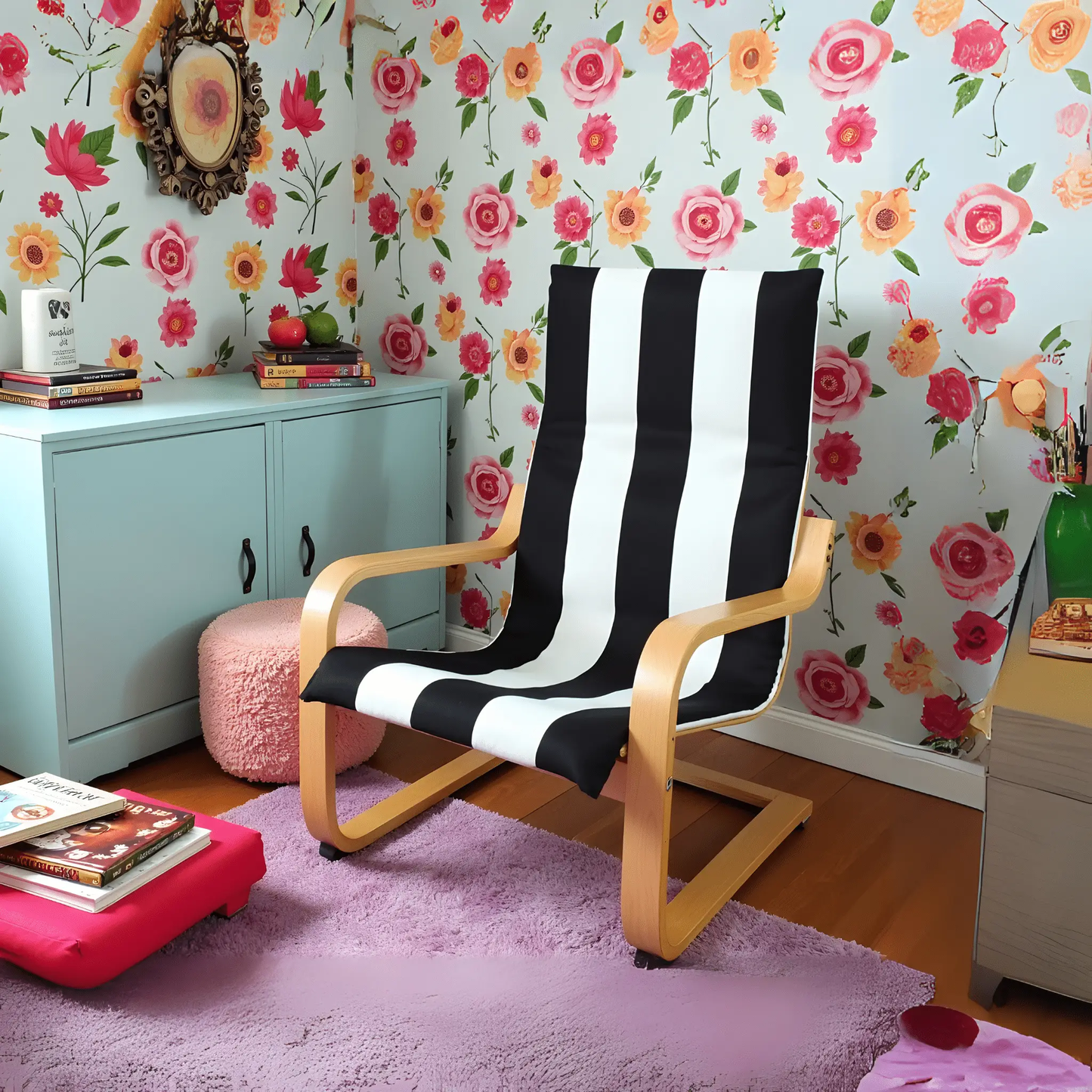 Black Stripe Slipcover for IKEA Children's Poang Chair from PriceLows™