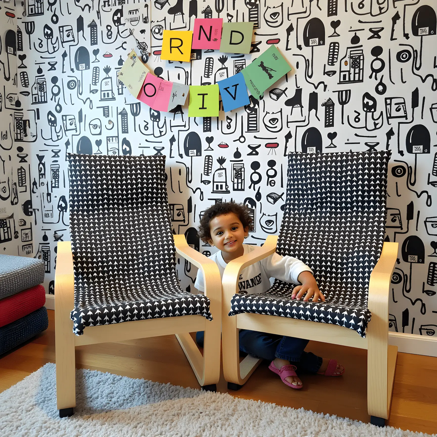 Black Vine Slipcover for IKEA Children's Poang Chair from PriceLows™