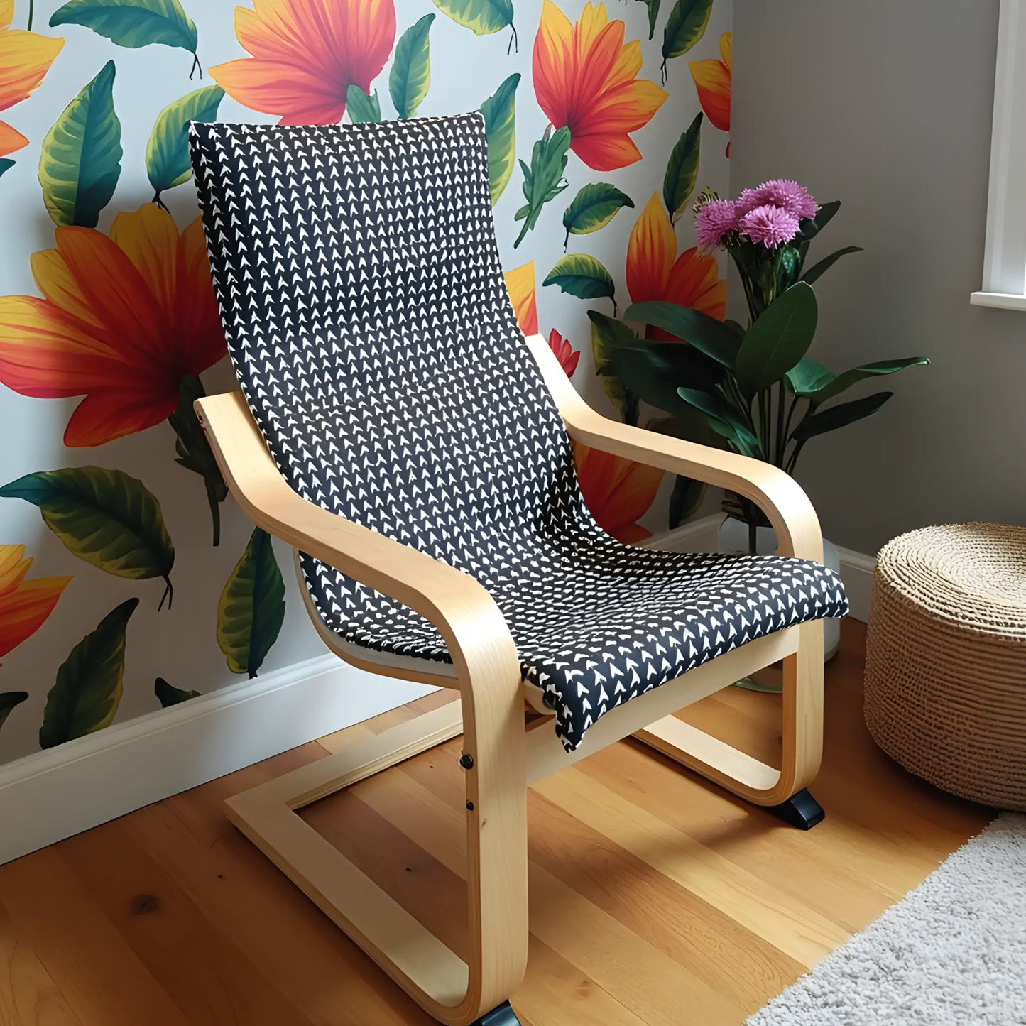 Black Vine Slipcover for IKEA Children's Poang Chair from PriceLows™