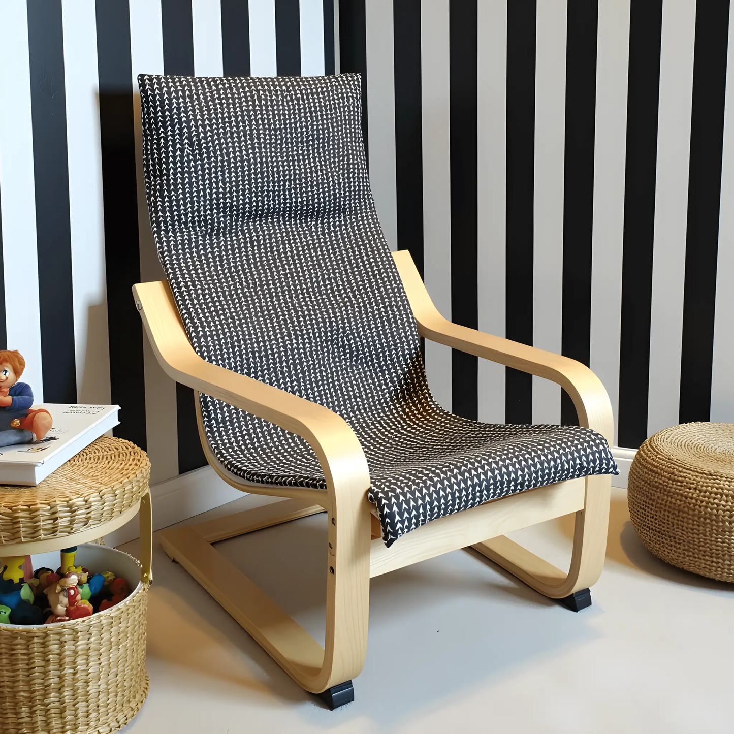Black Vine Slipcover for IKEA Children's Poang Chair from PriceLows™