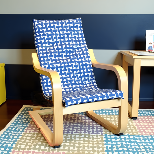 Blue Abstract Print Cushion Cover, Compatible with IKEA Children's Poang from PriceLows™