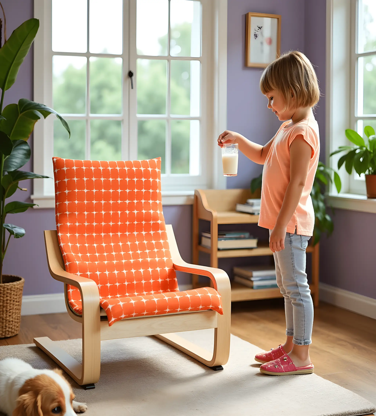Orange Geometric Pattern Cushion Cover, Compatible with IKEA Children's Poang from PriceLows™