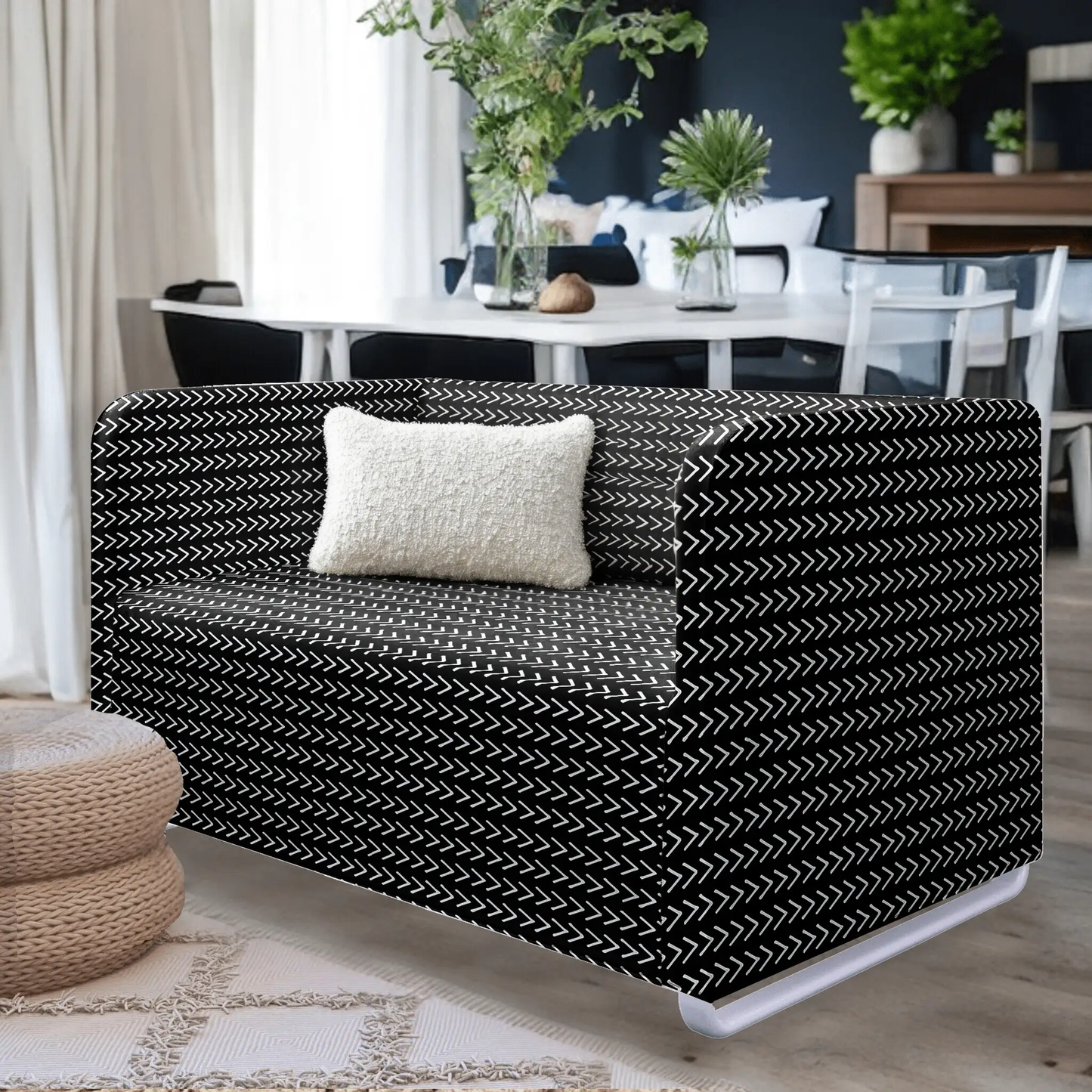Black Boho Mudcloth Slipcover – Compatible with IKEA Knopparp Sofa (2-Seater or 3-Seater) from PriceLows™
