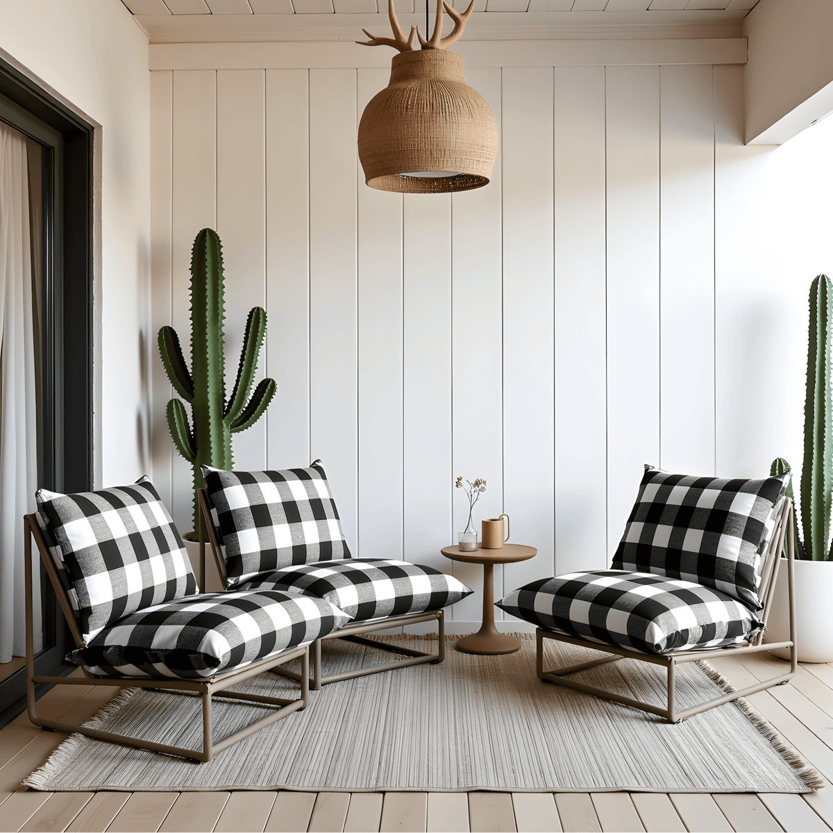 Black Check Outdoor Slipcovers, Compatible with IKEA Havsten - Made to Order | Outdoor_Seating | Outdoor Living Use | Outdoor Living