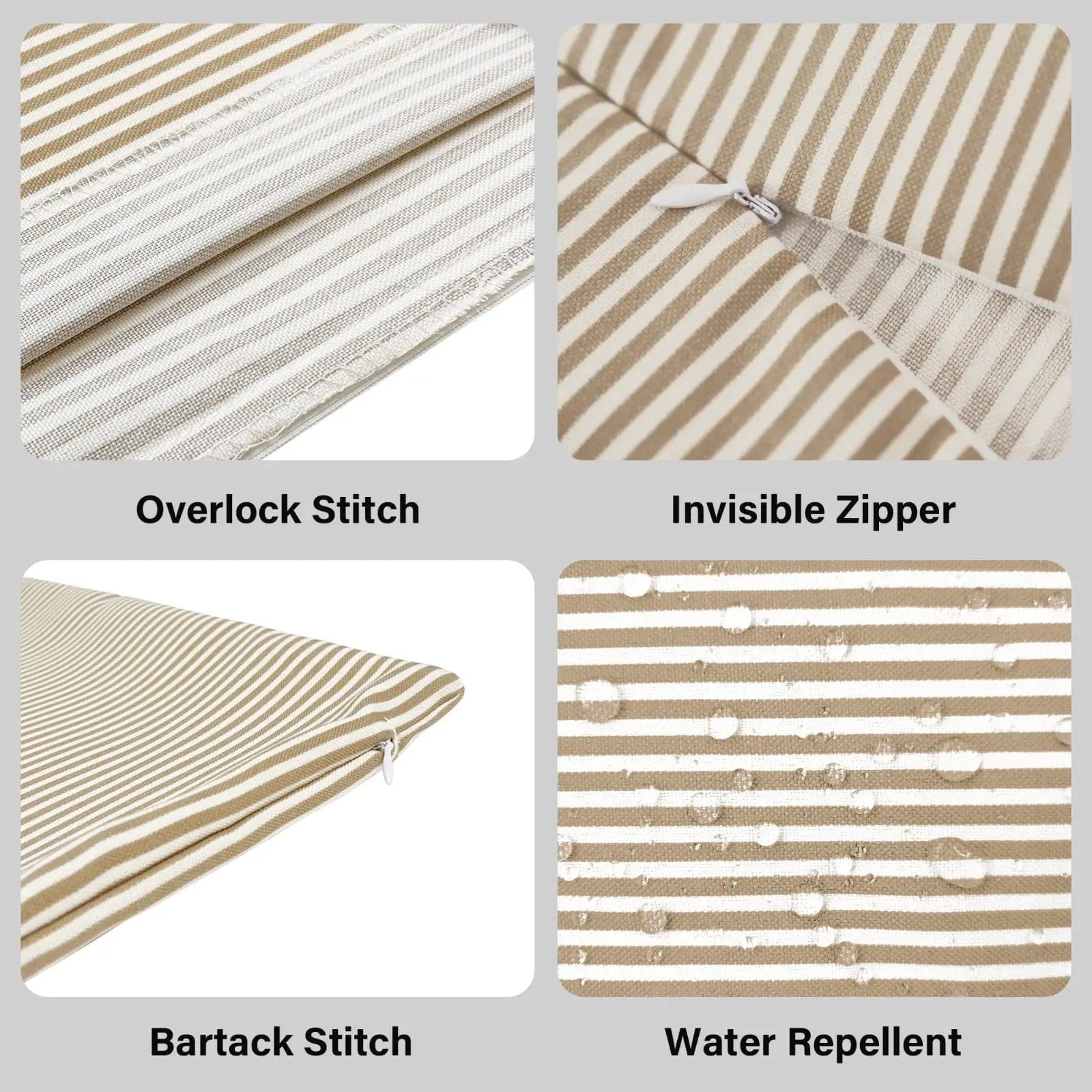 Beige Stripe Outdoor Pillow Covers – 2 Pack – Compatible with IKEA Duvholmen & Kuddarna from PriceLows™
